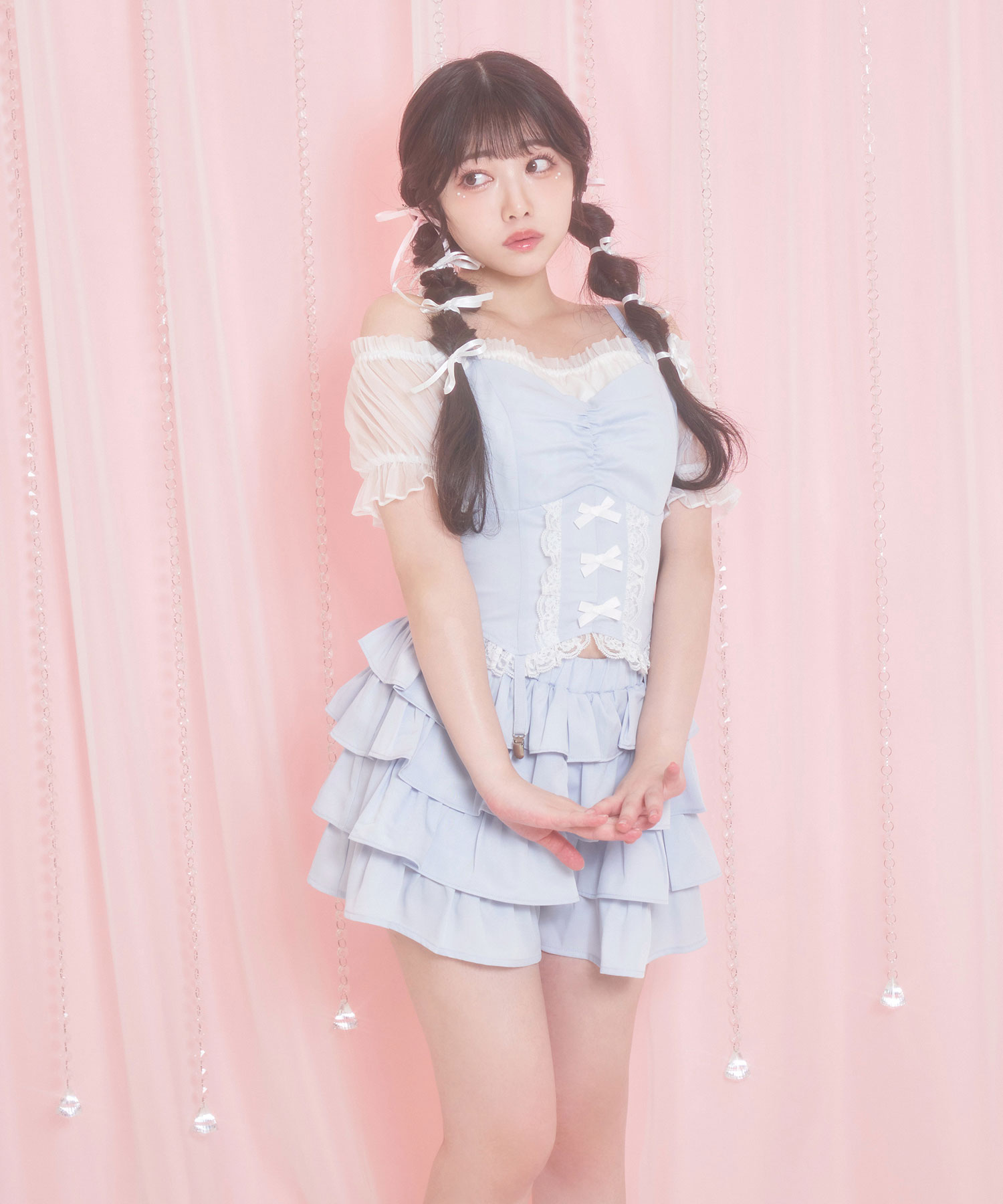 リボンビスチェオフショルセットアップ