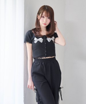 lace ribbon embro cut tops