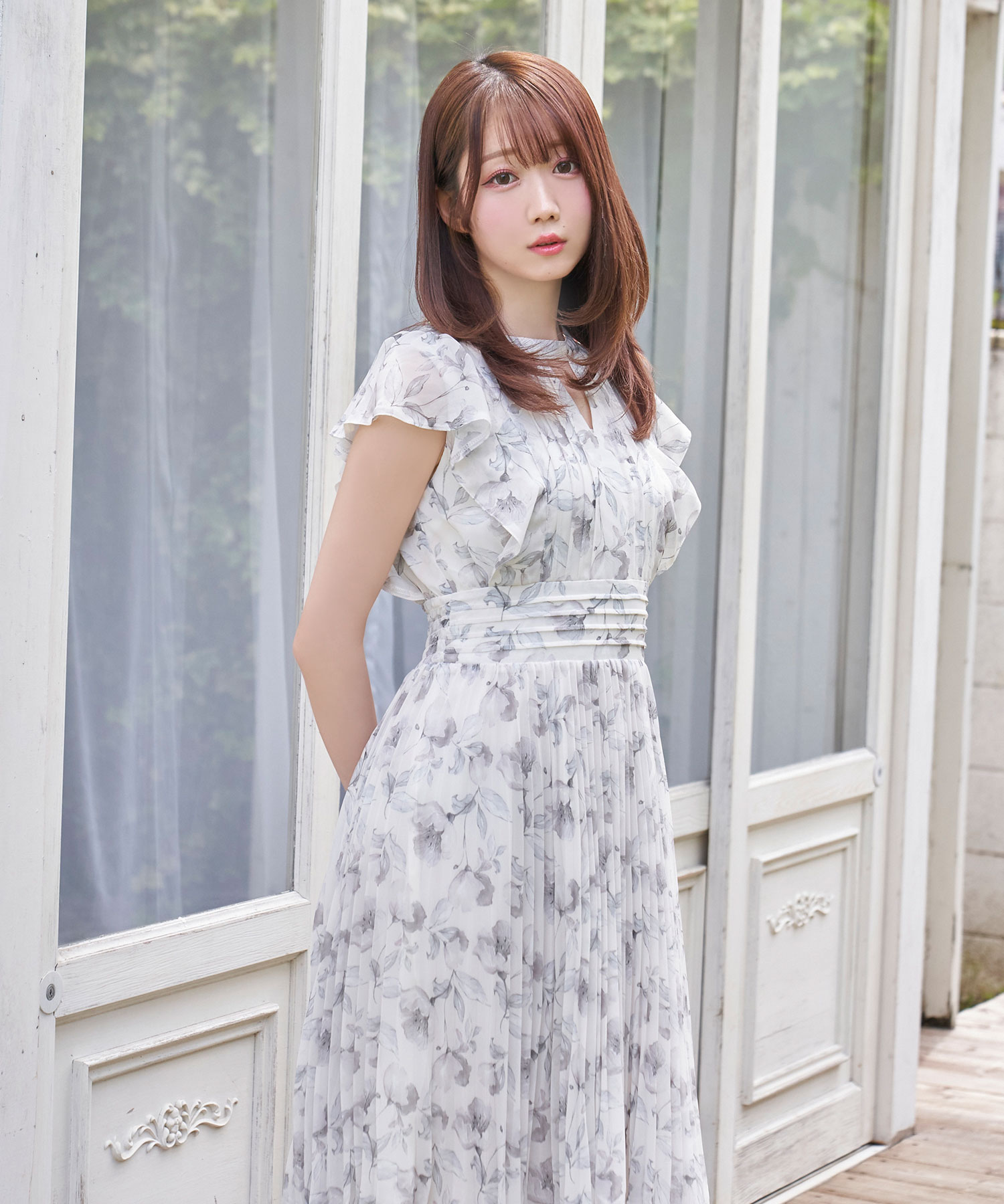 ribbon pattern pleated dress – BUNNY APARTMENT