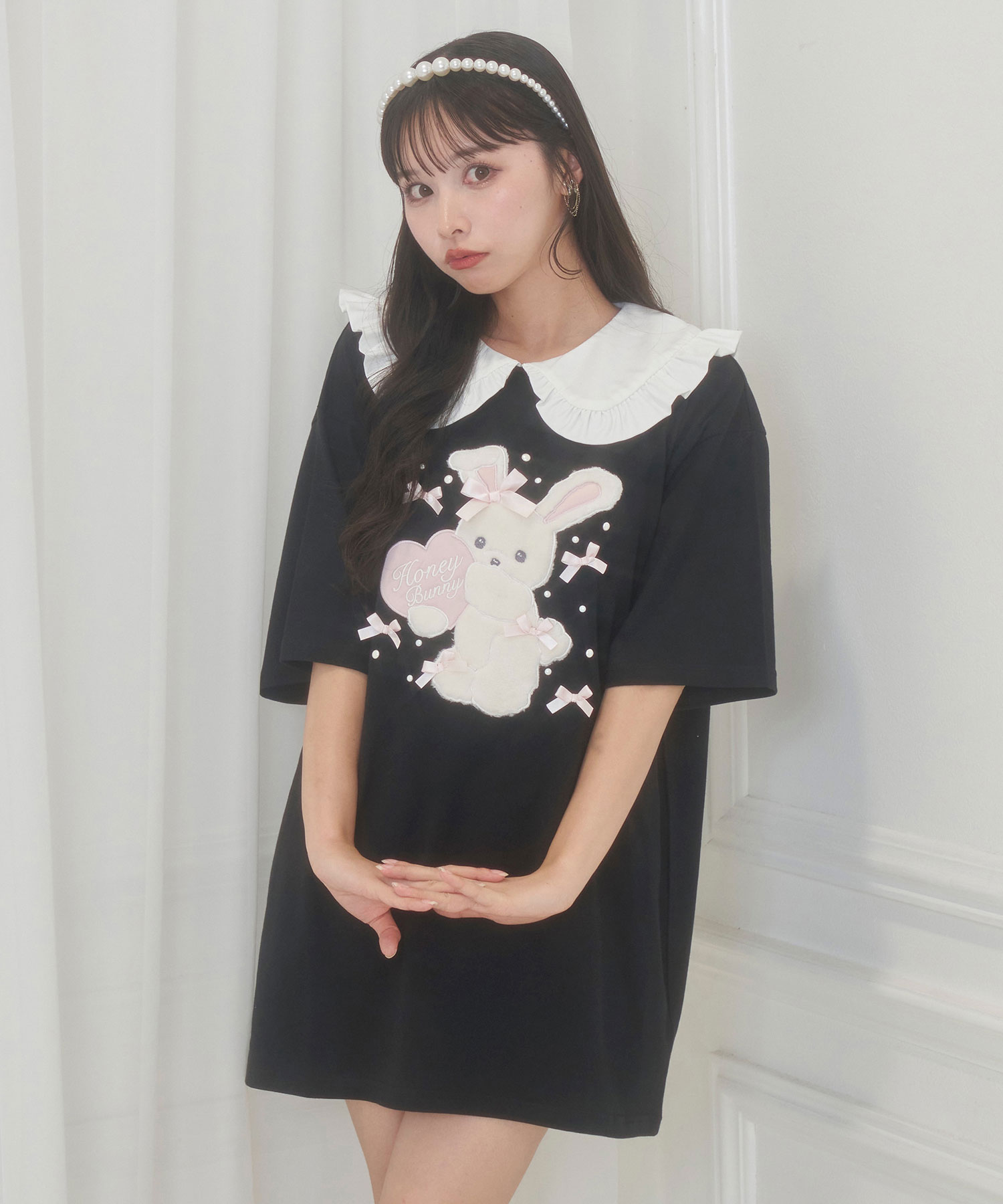 リボンまみれハニーちゃん襟付きTシャツ