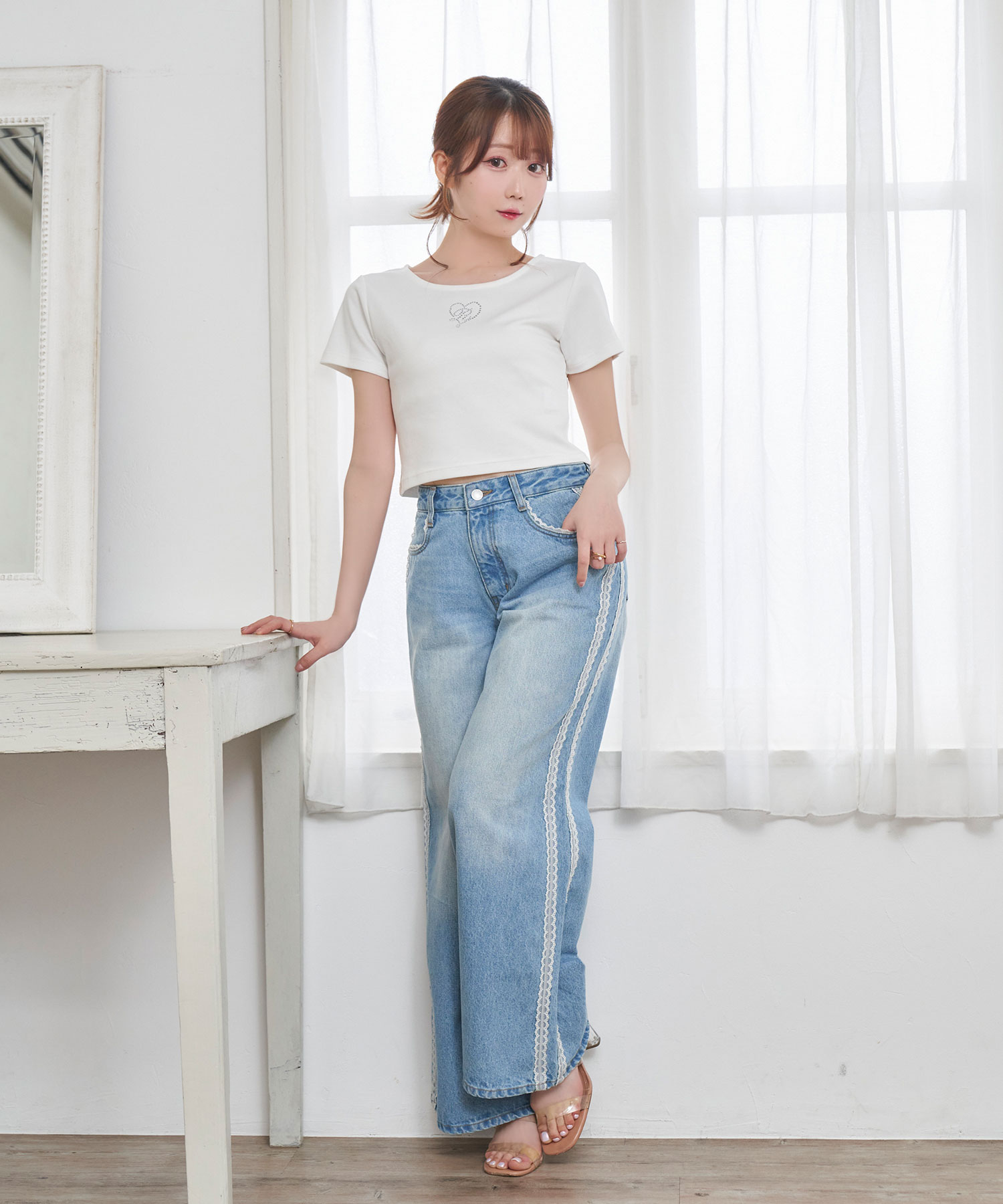 ロゼミューズ Rosé Muse lace line denim pants lace line denim pants – BUNNY APARTMENT