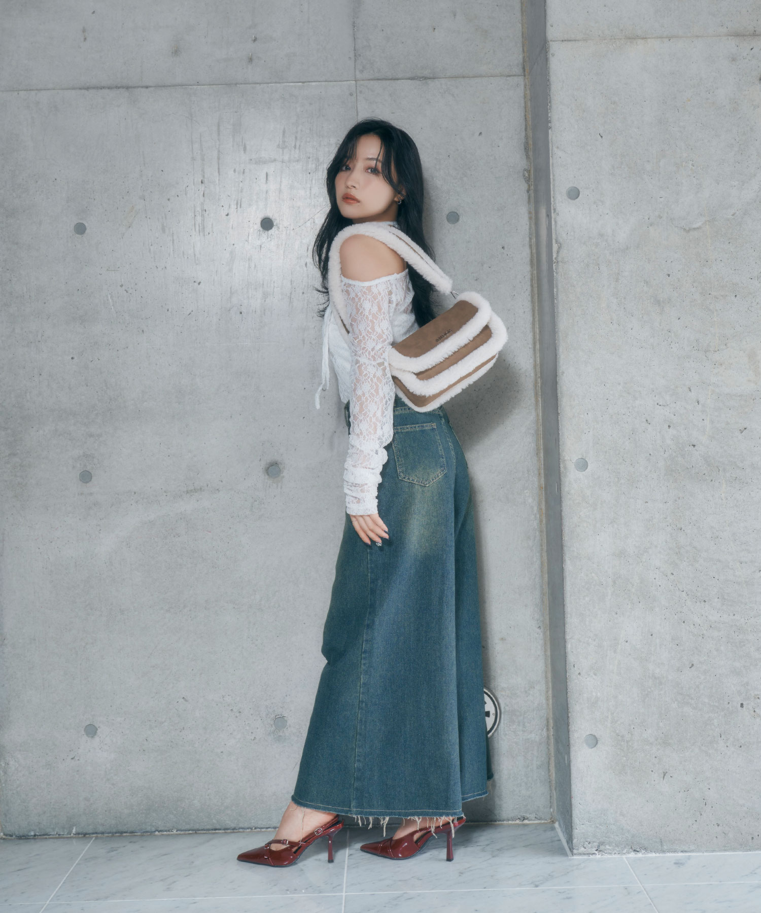 フェイクムートンショルダーバッグ