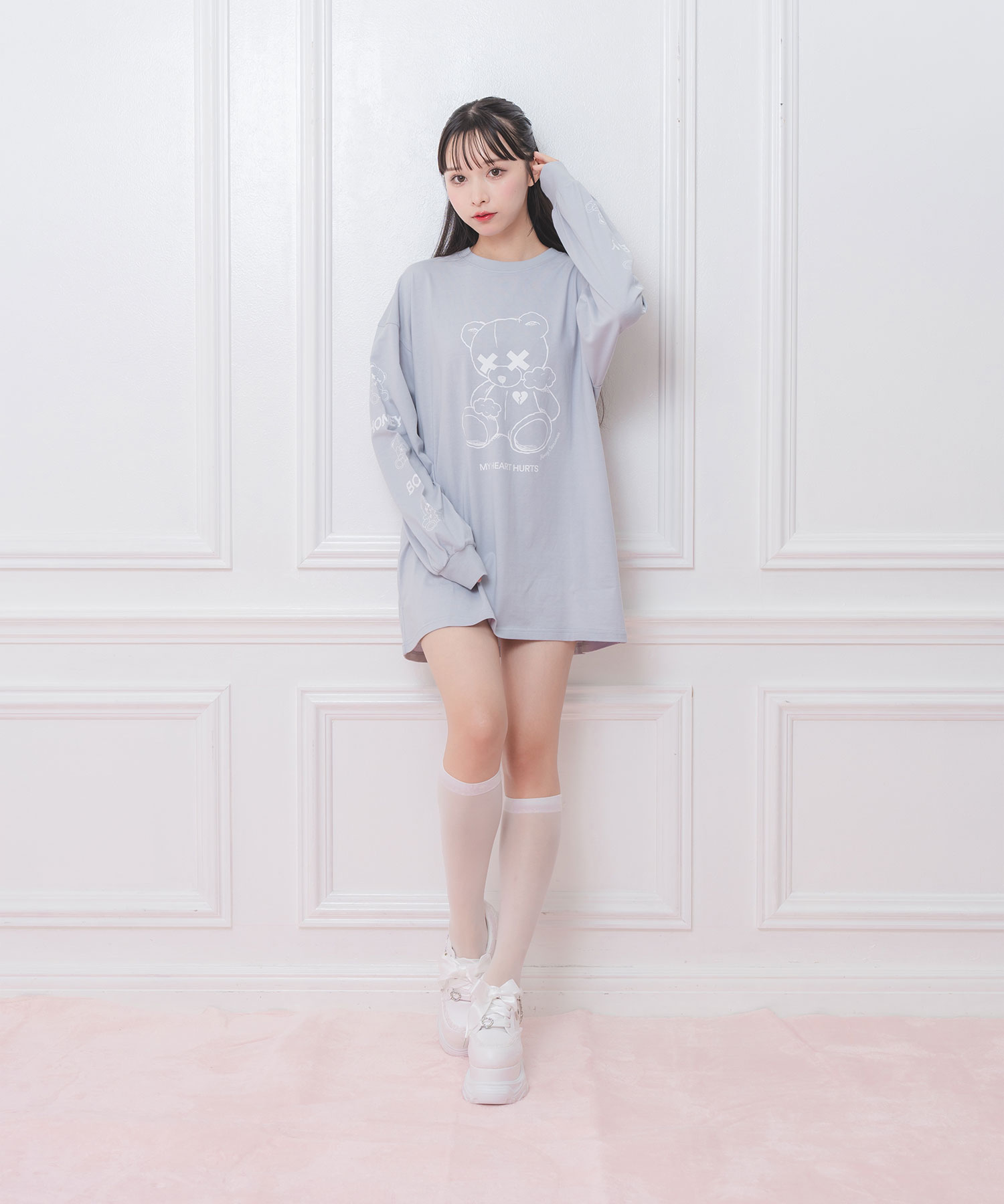 ジミン着Off White ダメージ ボーダー ロング Tシャツ ジミン着Off White ダメージ ボーダー ロング Tシャツ - メルカリ