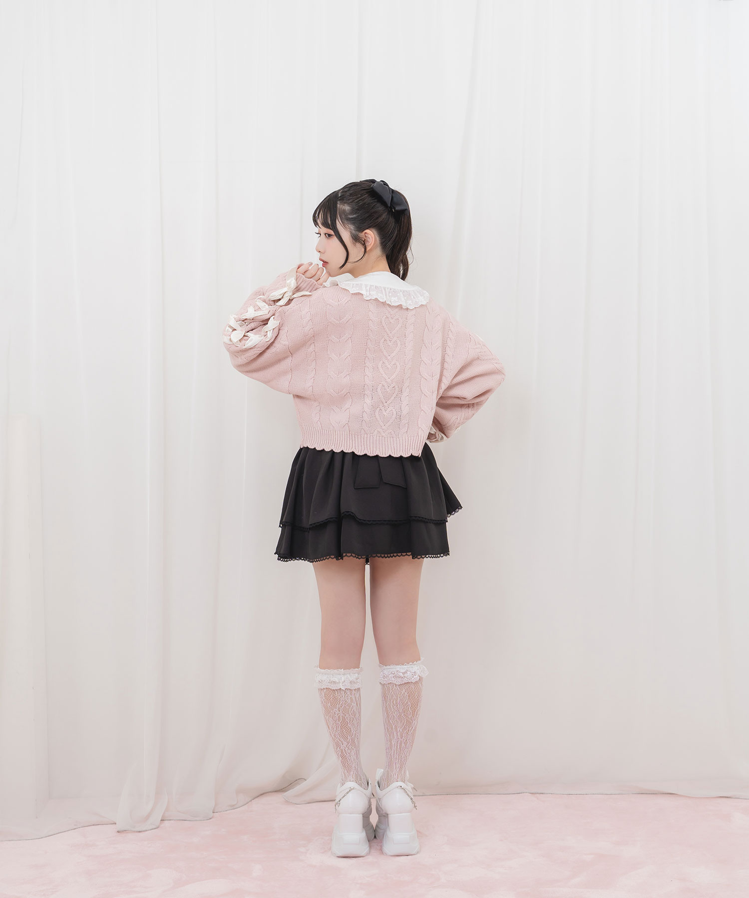 袖レースアップリボンニットカーディガン – BUNNY APARTMENT 袖レースアップリボンニットカーディガン – BUNNY APARTMENT