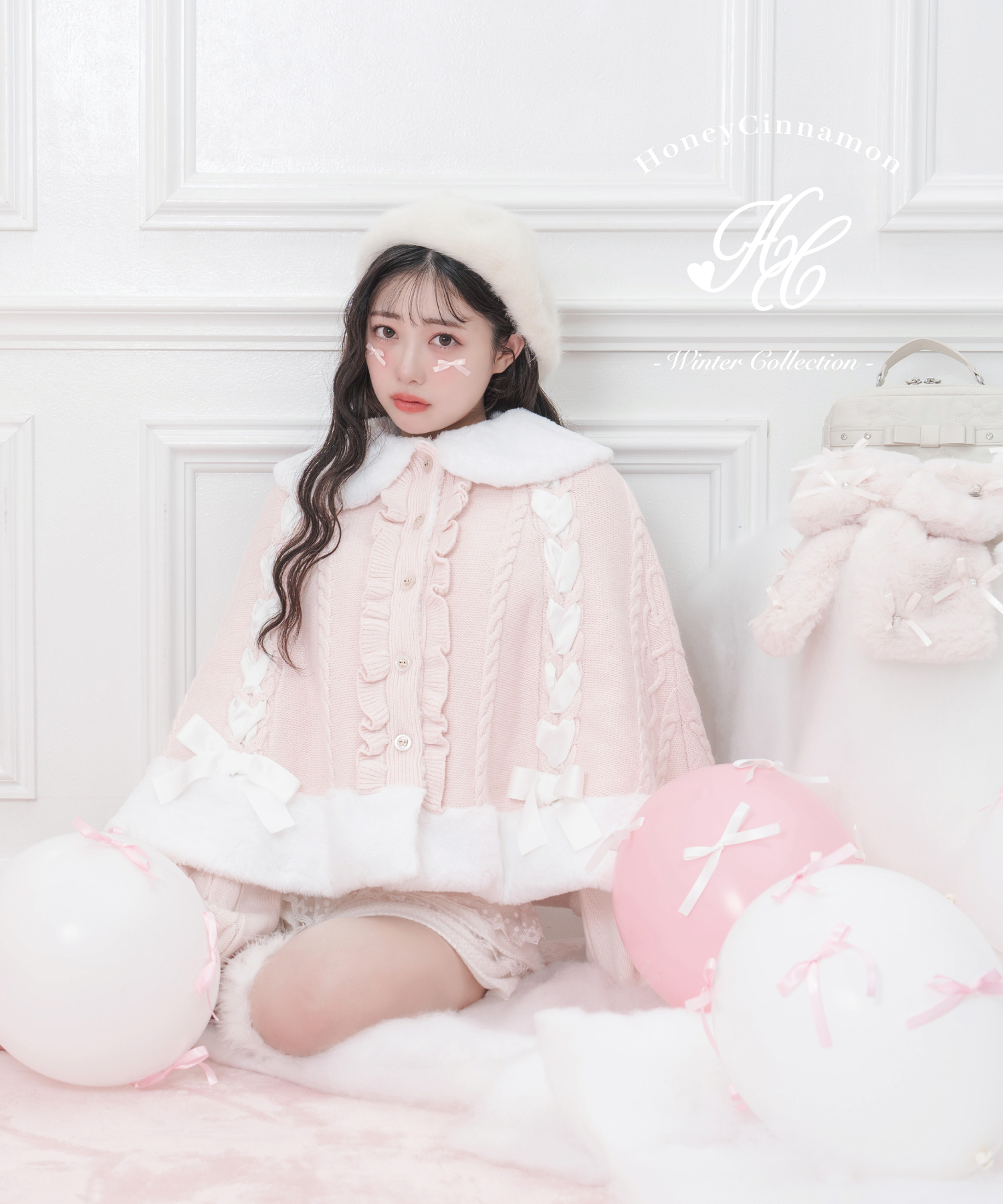 極美品✨アナイ ANAYI アンゴラショートケープコート ピンクベージュ  