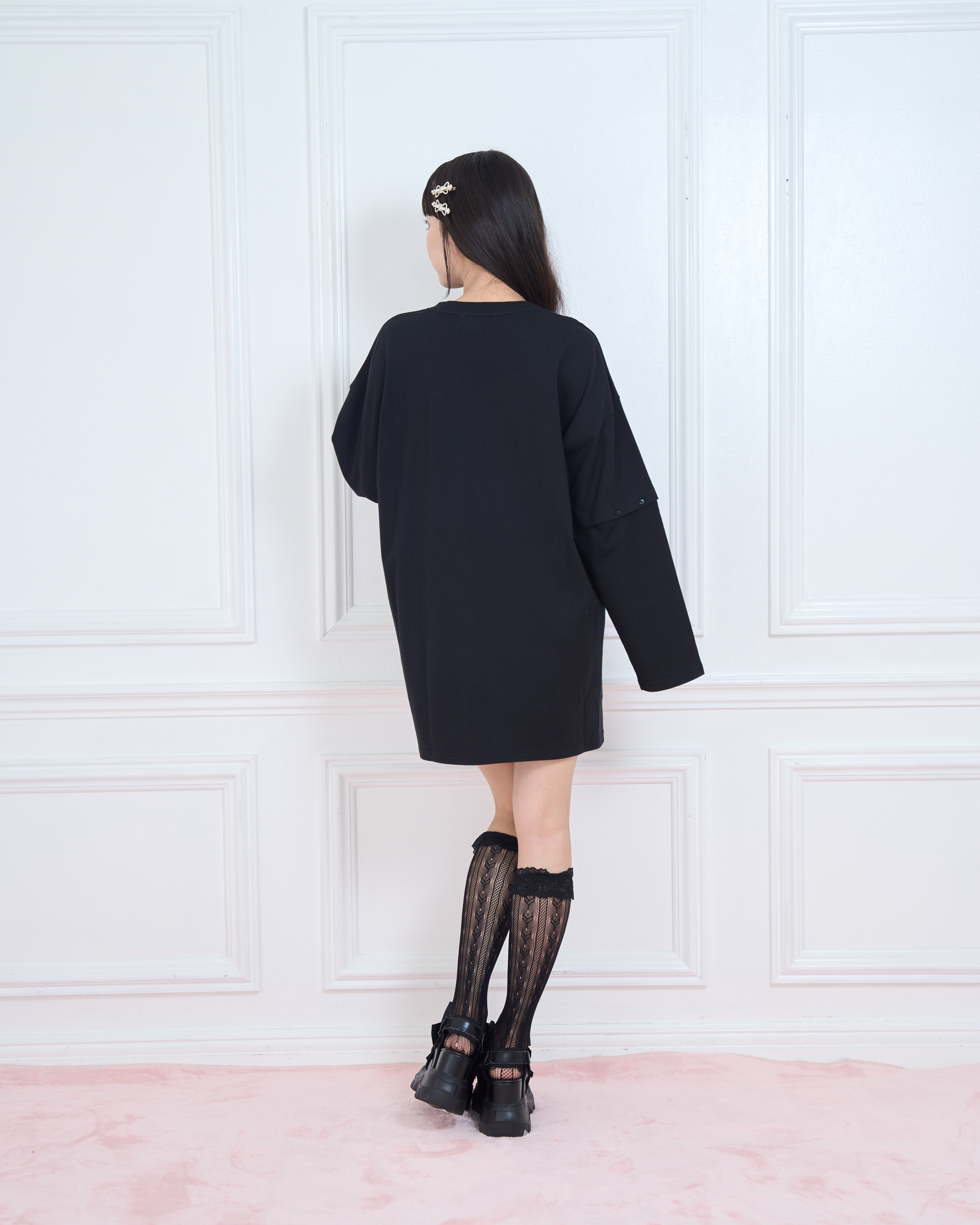 pink ribbon 袖スリットロンT