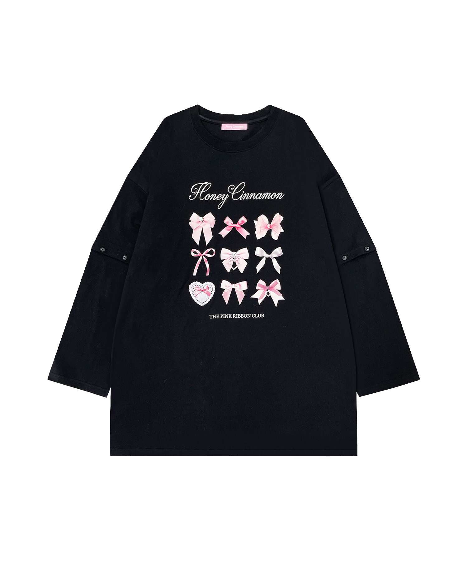 pink ribbon 袖スリットロンT