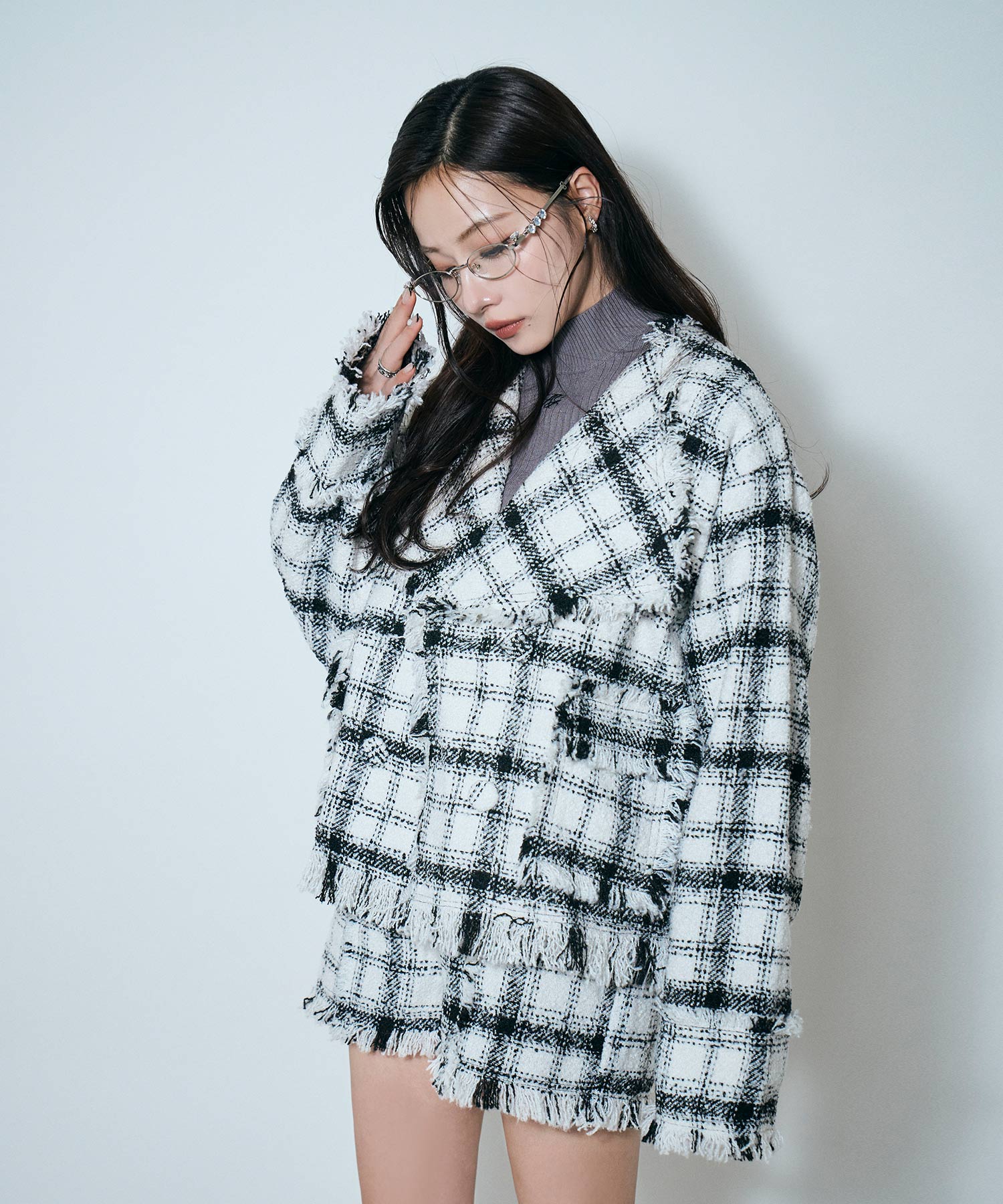 フリンジチェックジャケット