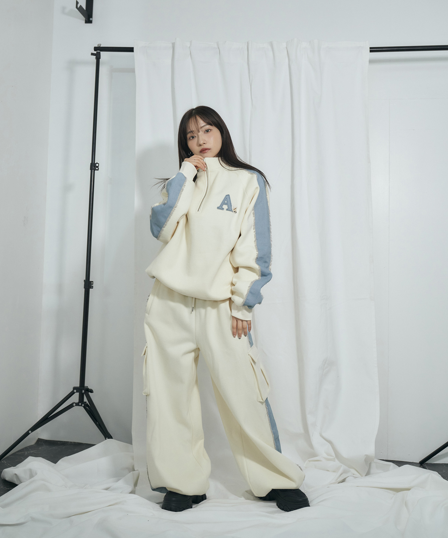 UNISEX デニムライン裏起毛スウェット SET UP