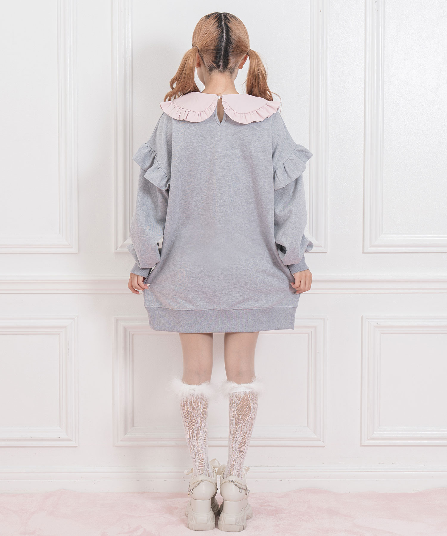 ロゴ刺繍配色トレーナーワンピース