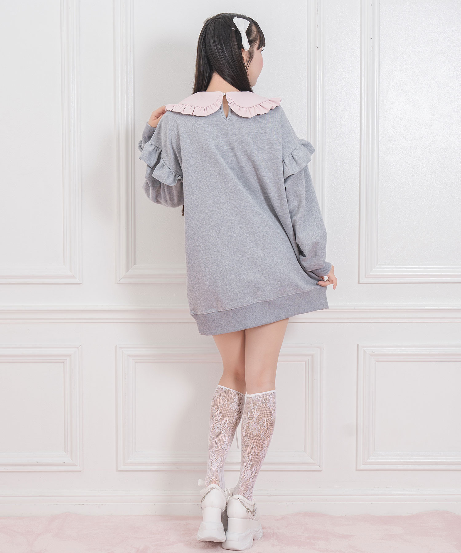 ロゴ刺繍配色トレーナーワンピース