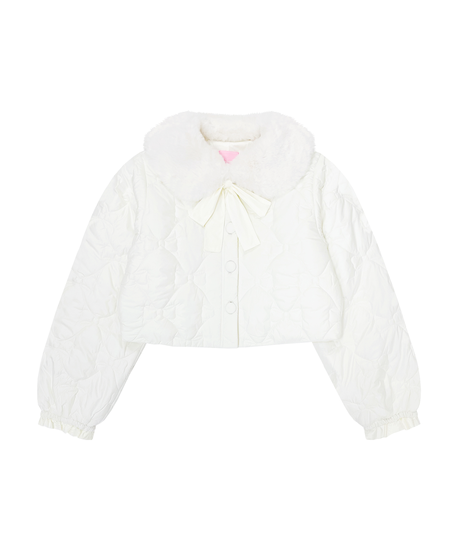 リボンキルトティペット付き中綿ジャケット