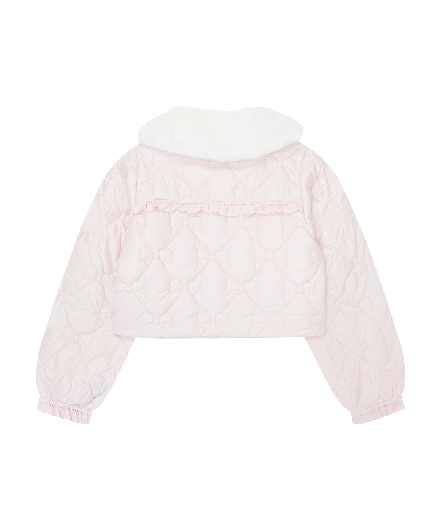 リボンキルトティペット付き中綿ジャケット