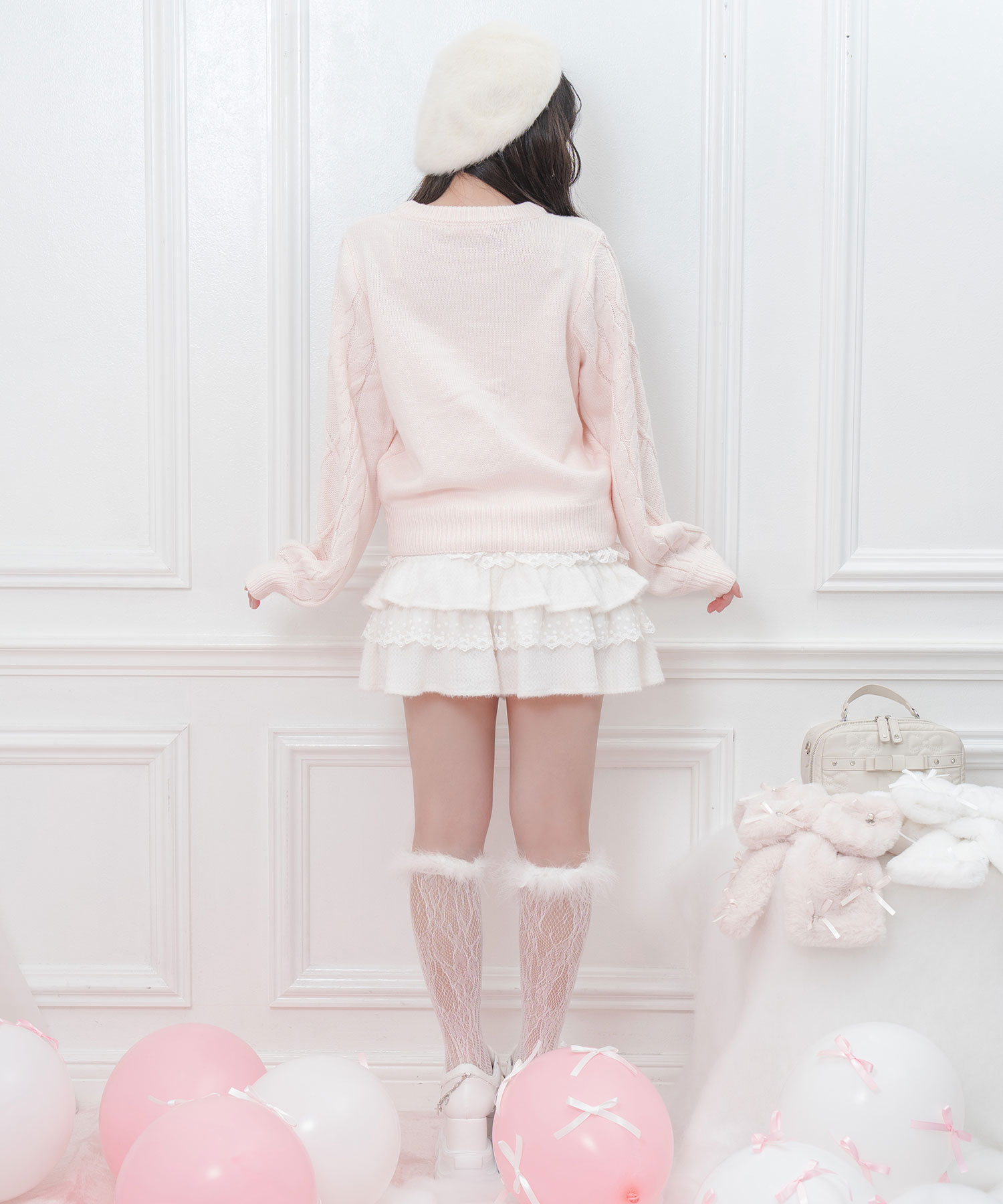 プードルジャガードニットトップス