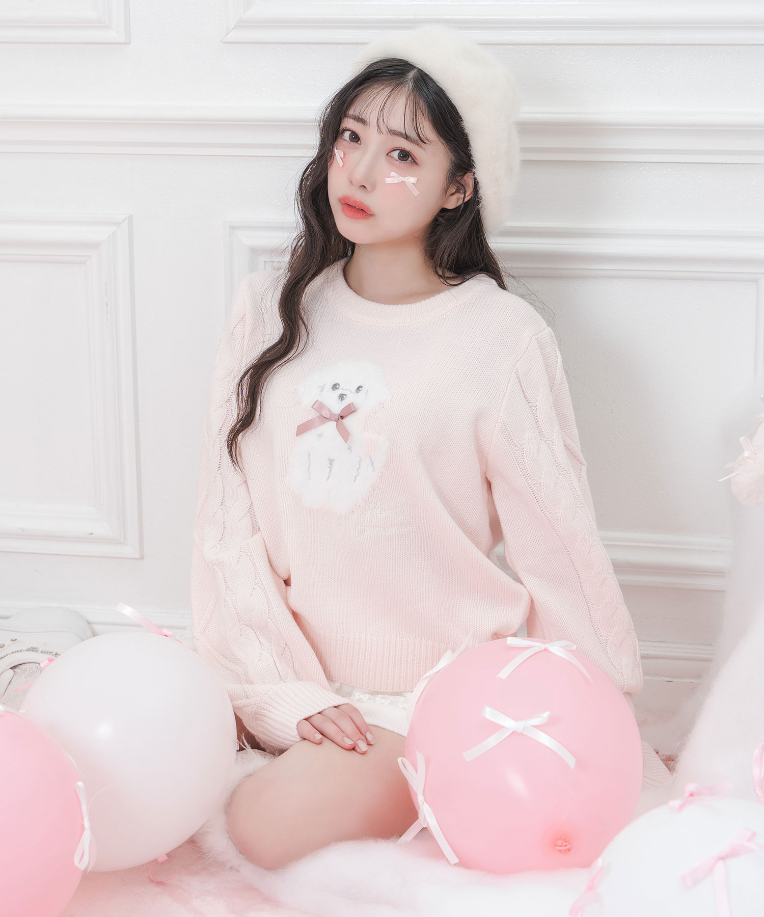 プードルジャガードニットトップス