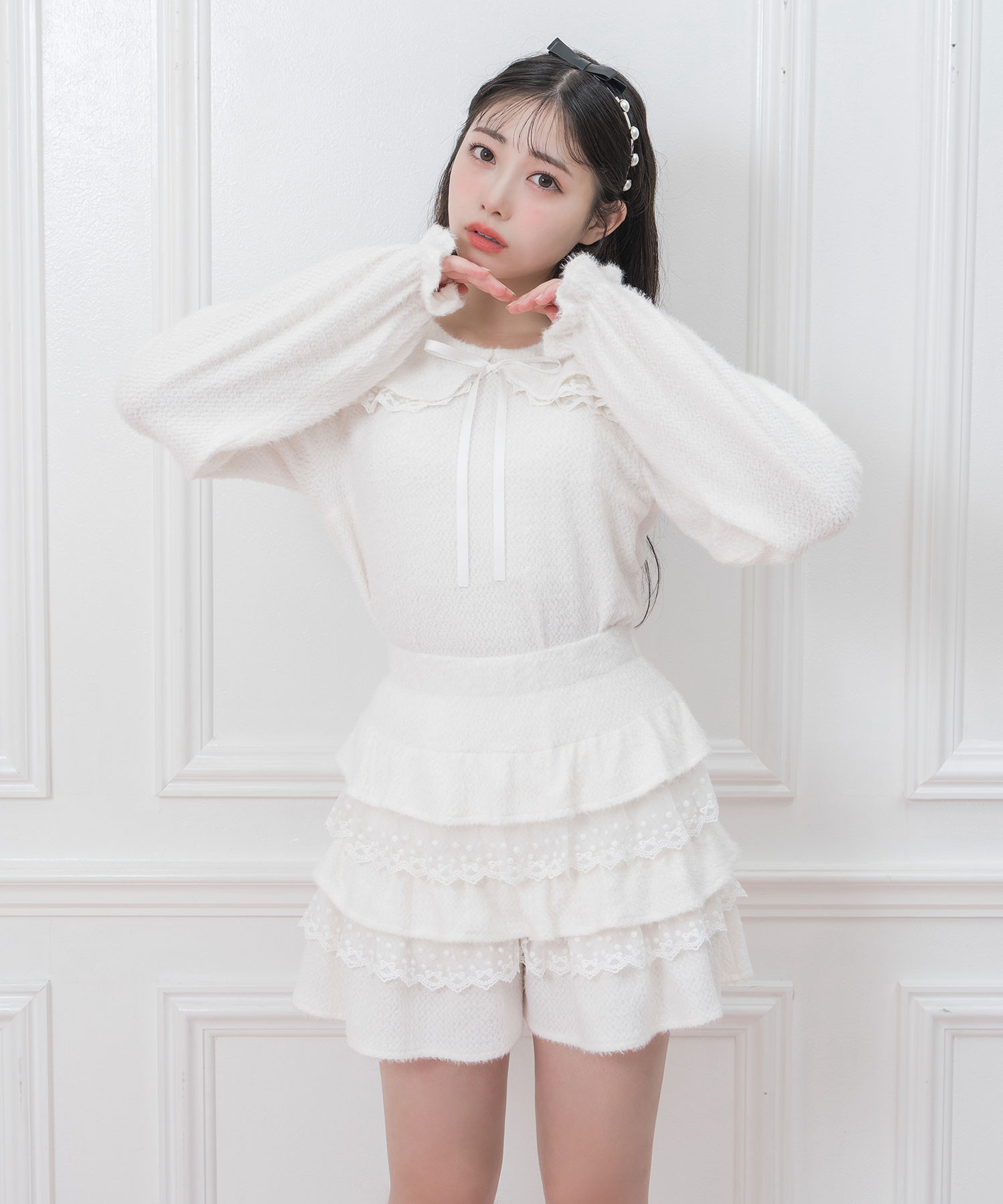 チュールレースリボントップス