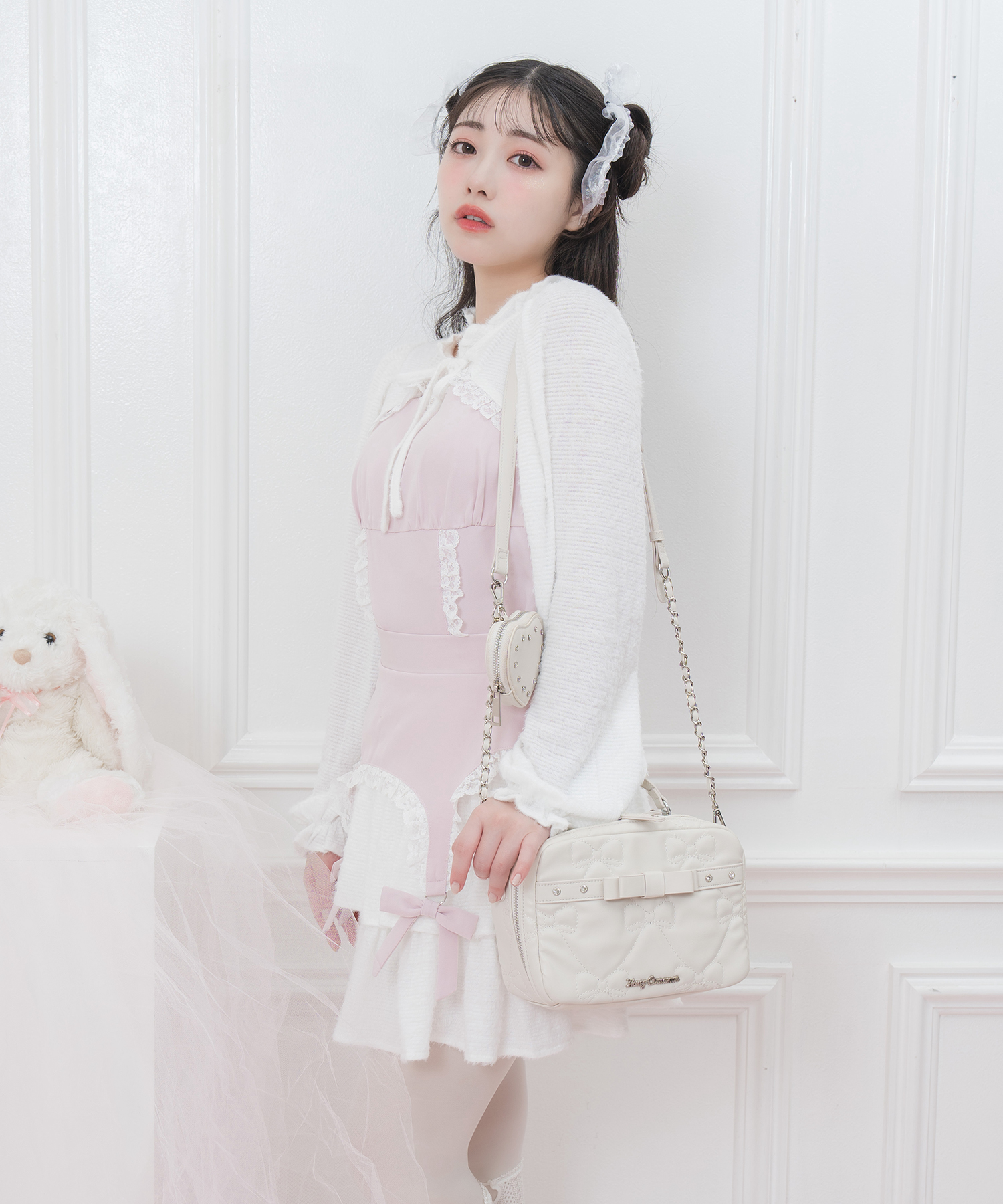 リボンキルトスクエアバニティバッグ