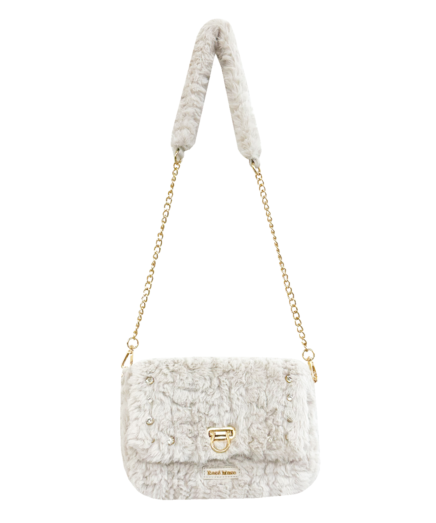Faux Rabbit Fur Crossbody Handbag Shoulder Bag (A White