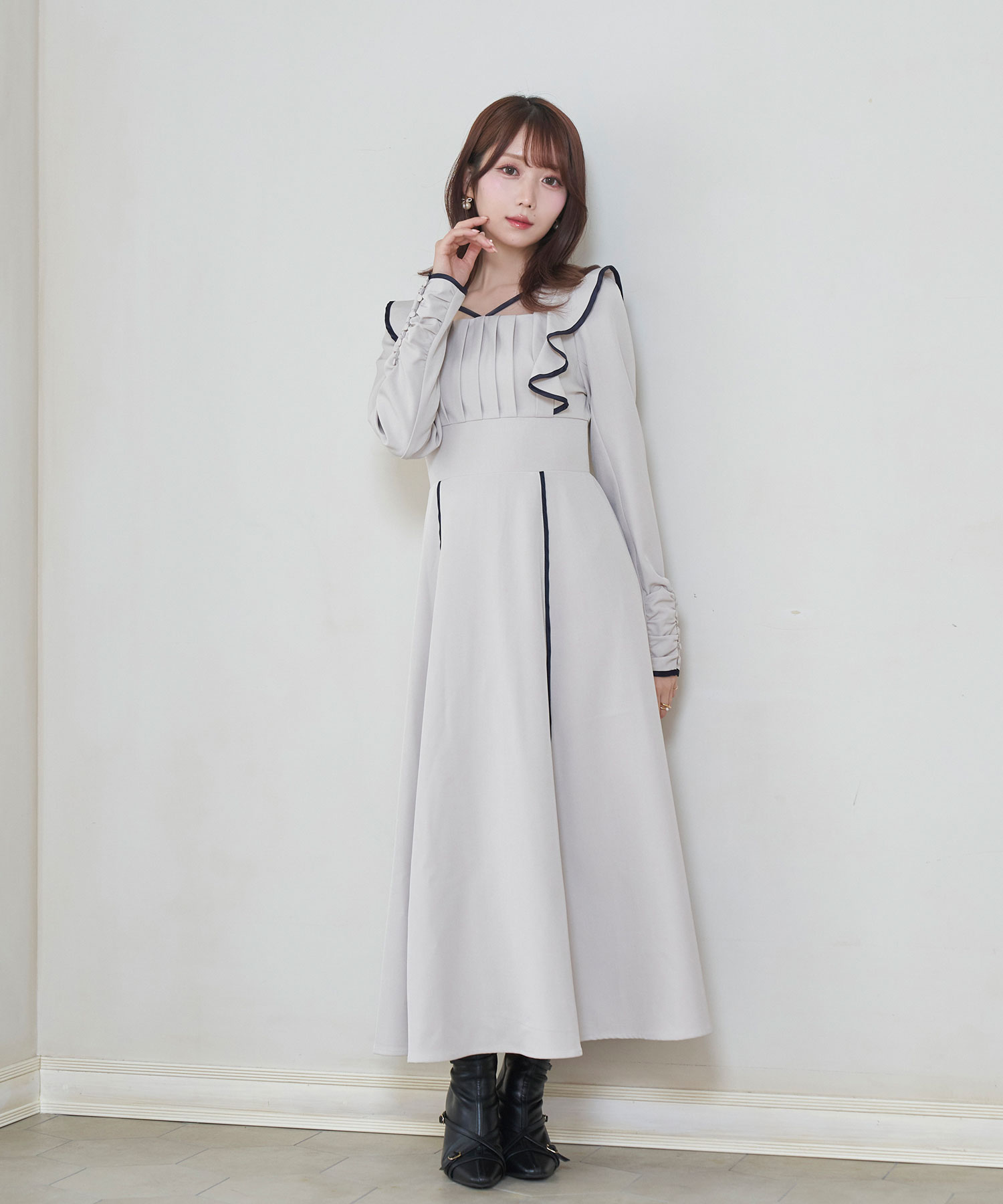 rosemuse パイピング レース ロング ドレス ワンピース rosemuse パイピング レース ロング ドレス ワンピース - メルカリ