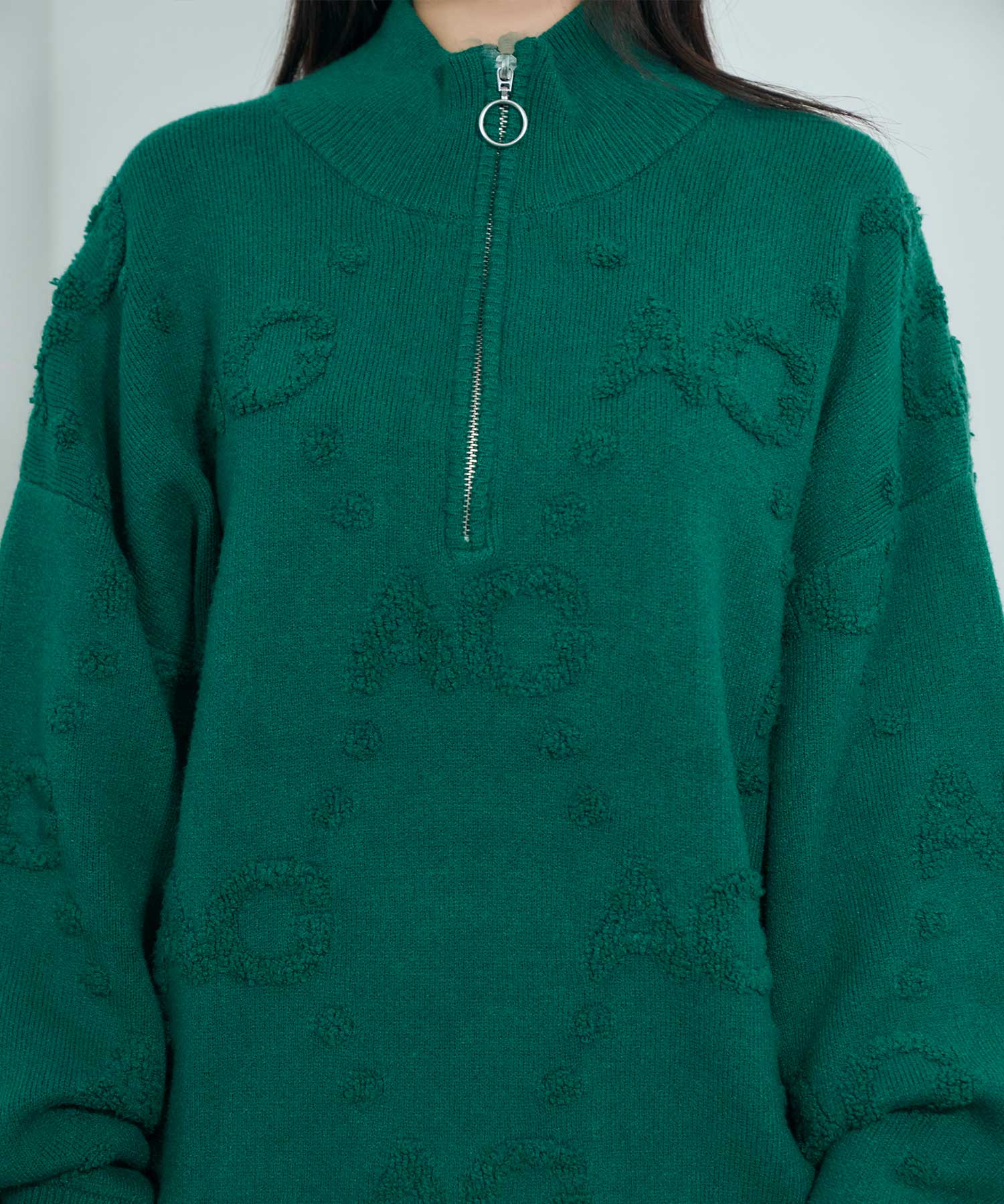 UNISEX モノグラムハーフジップニット