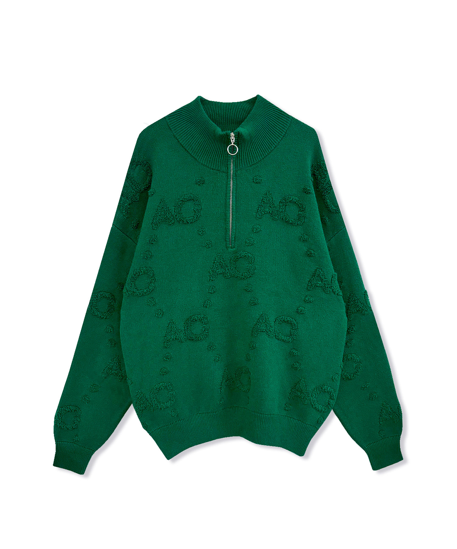 UNISEX モノグラムハーフジップニット