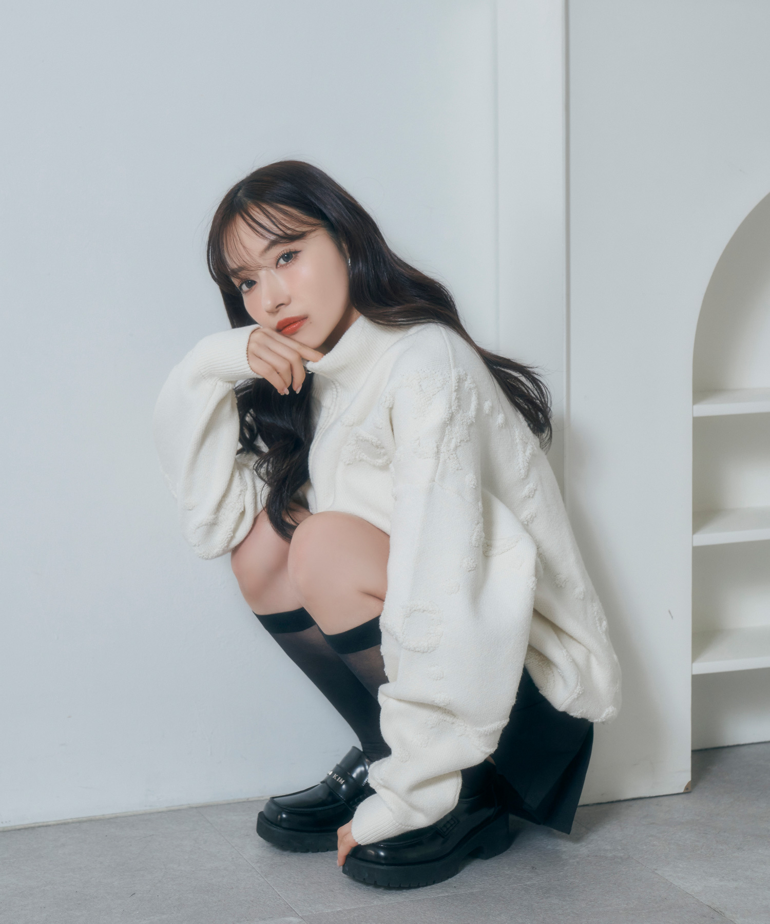 UNISEX モノグラムハーフジップニット