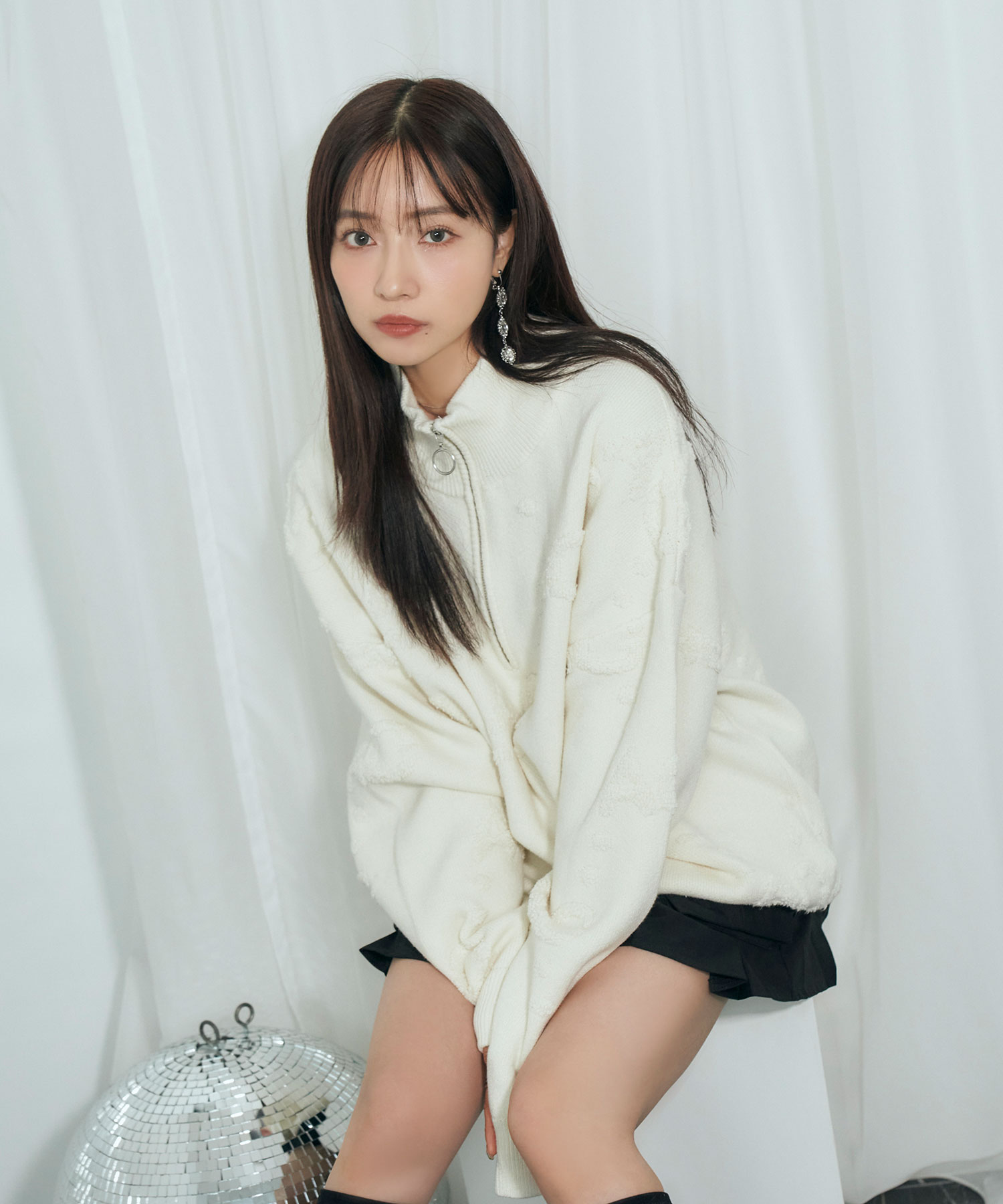 UNISEX モノグラムハーフジップニット