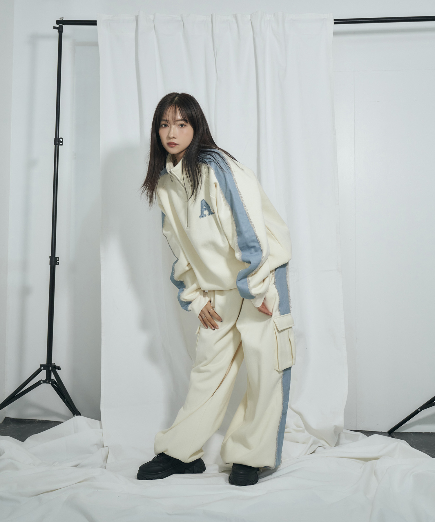 UNISEX デニムライン裏起毛パンツ