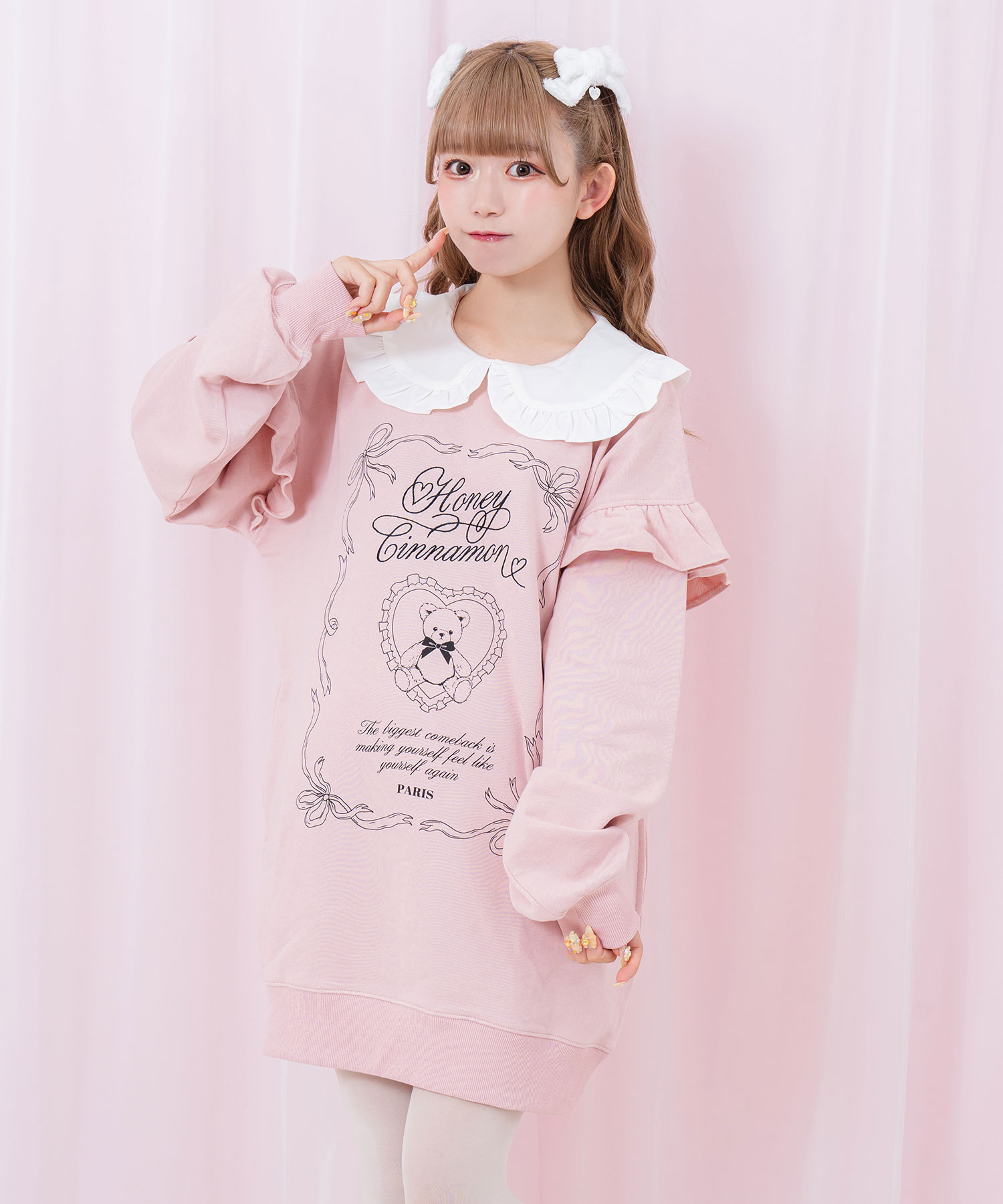 French bear襟付きトレーナーワンピース