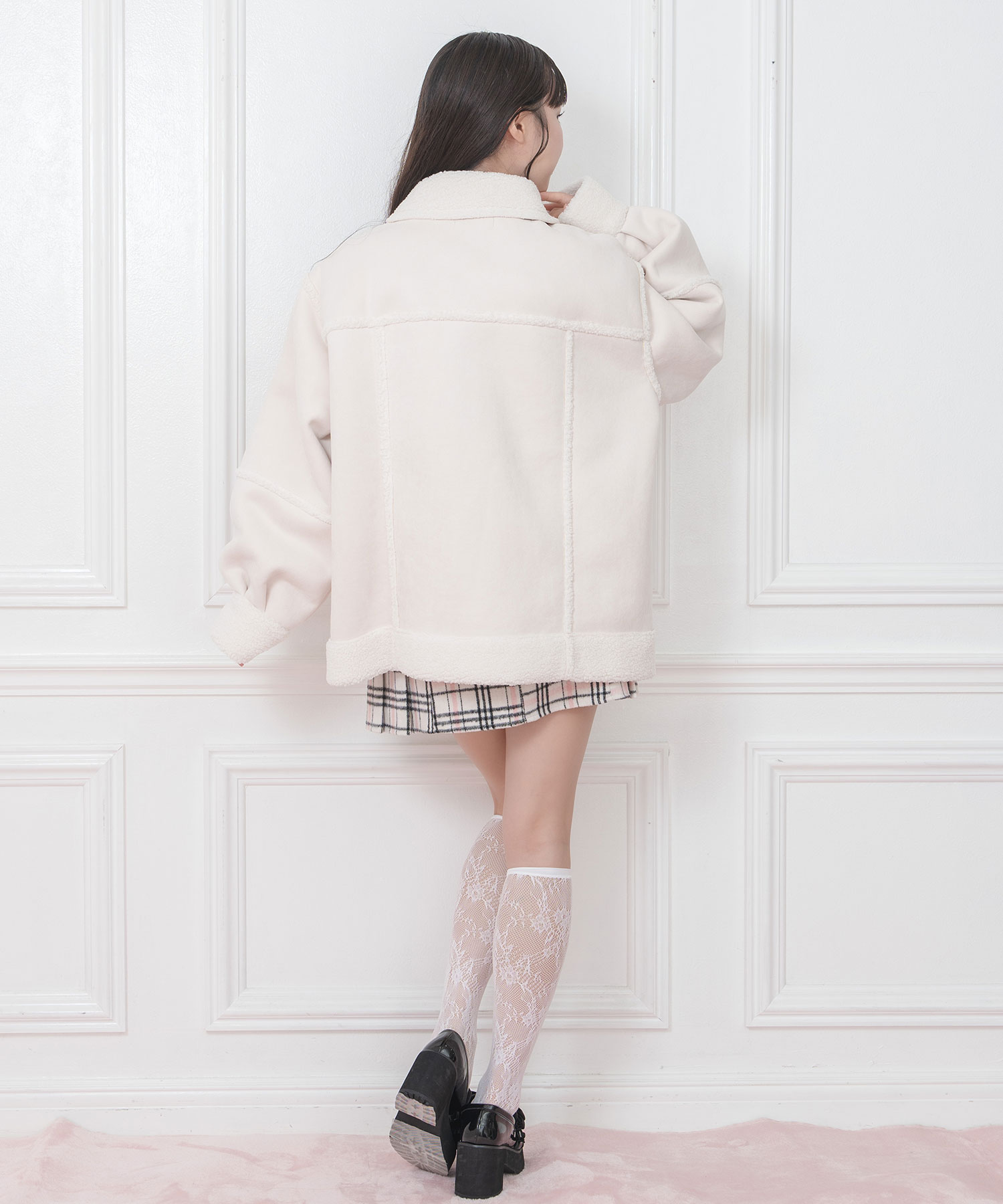 HONEY MI HONEY リボンファーコート ボア ベージュ - メルカリ