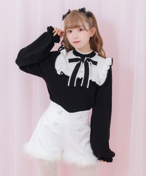 裾フェザーハイウエストショートパンツ