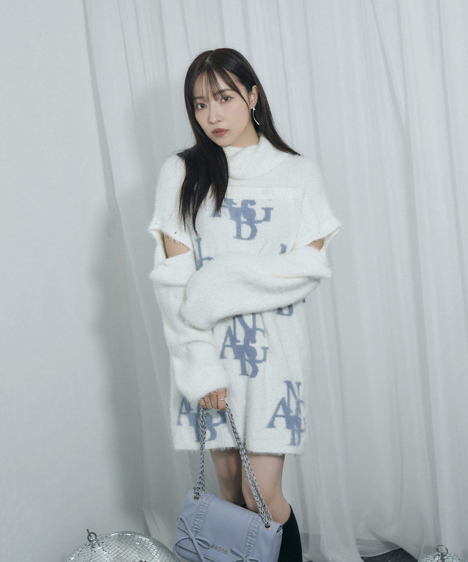 モノグラムシャギーニットワンピ