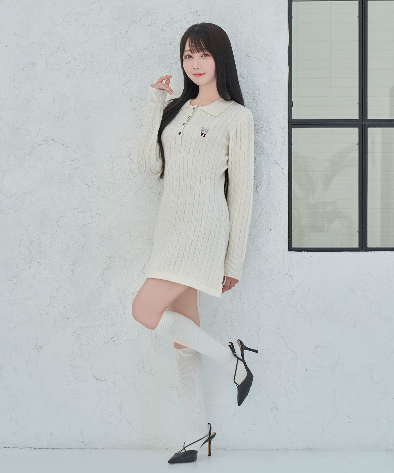 【待望★】 emb cat cable APARTMENT BUNNY – o/p knit ワンピース