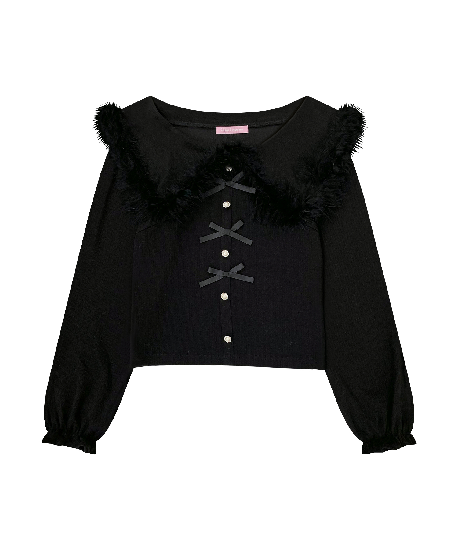 リボン付きフェザーニットソー