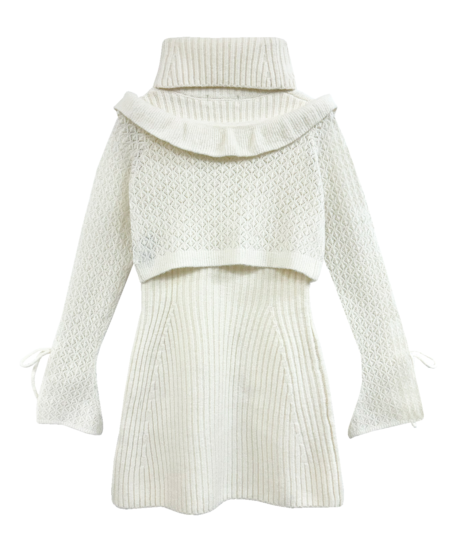 2024-25 秋冬新作  ロゼミューズ frill cardigan set mini knit OP（frill cardigan ワンピース