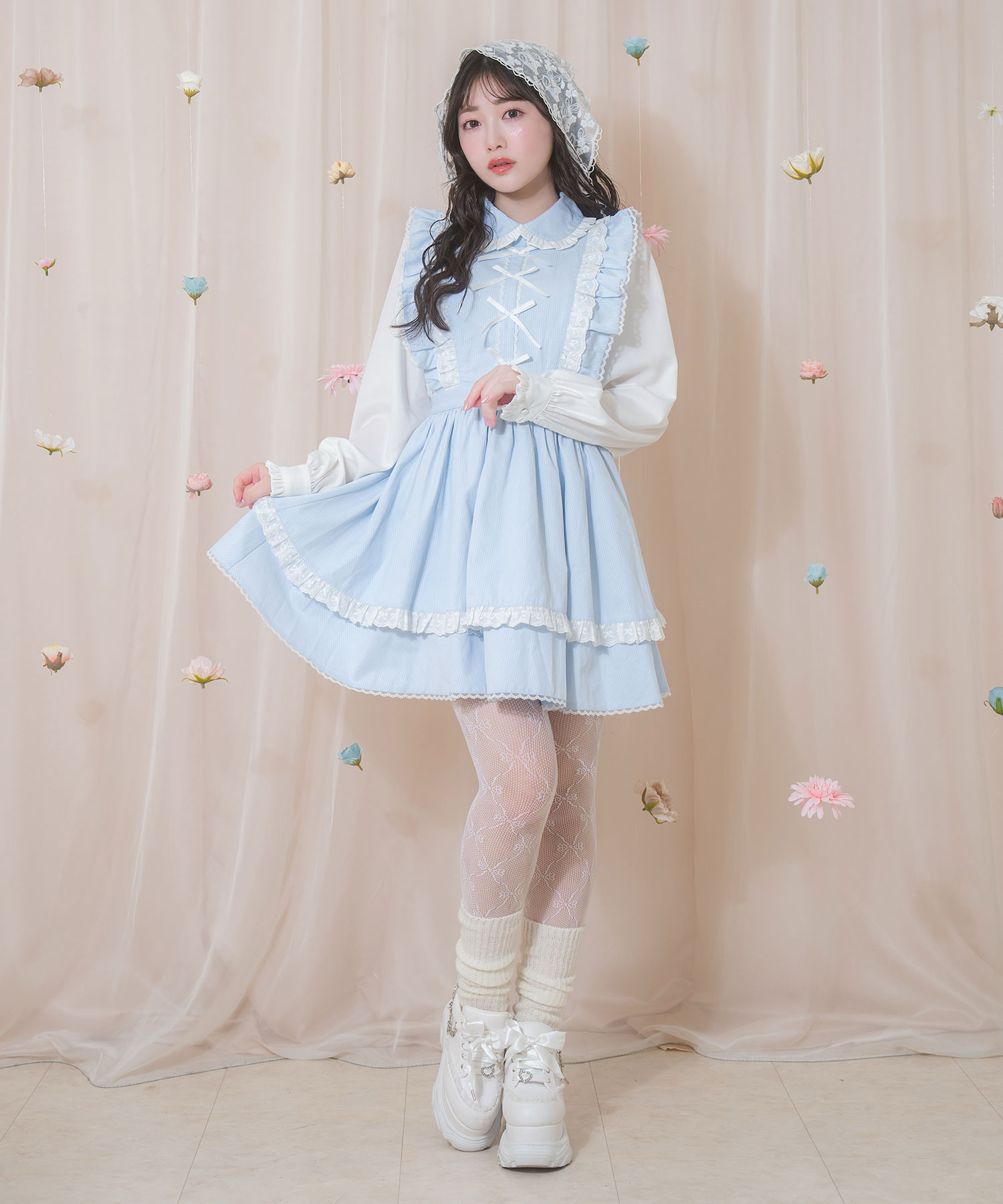 Honey Cinnamon リボン配色パステルワンピース ピンク Honey Cinnamon リボン配色パステルワンピース ピンク