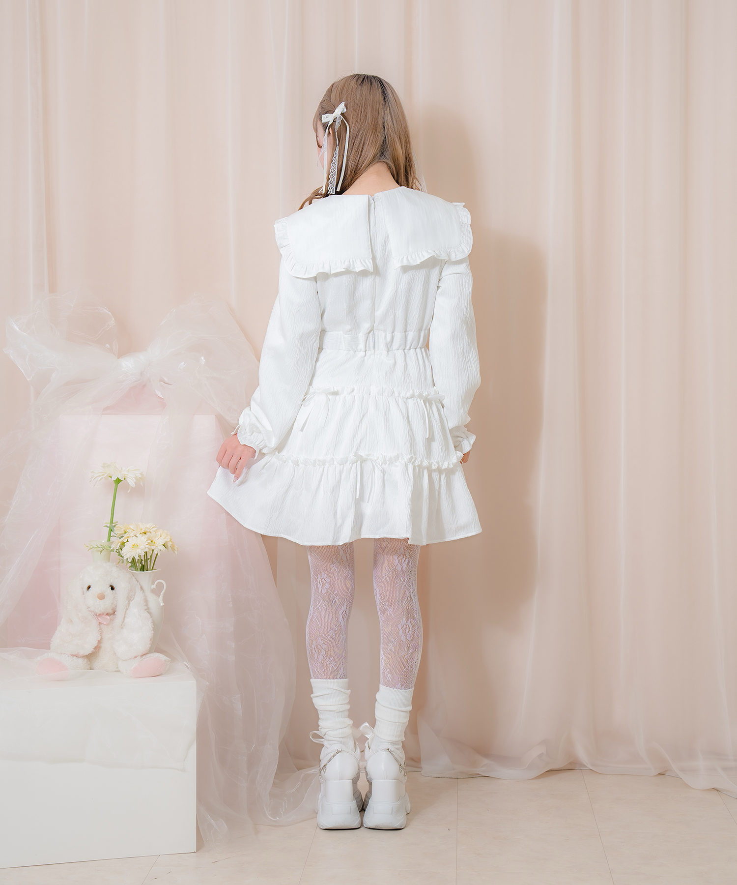 ROJITA パールトリムカラージャガードワンピース ブラック フリーサイズ ロジータ ROJITA パールトリムカラージャガードワンピース