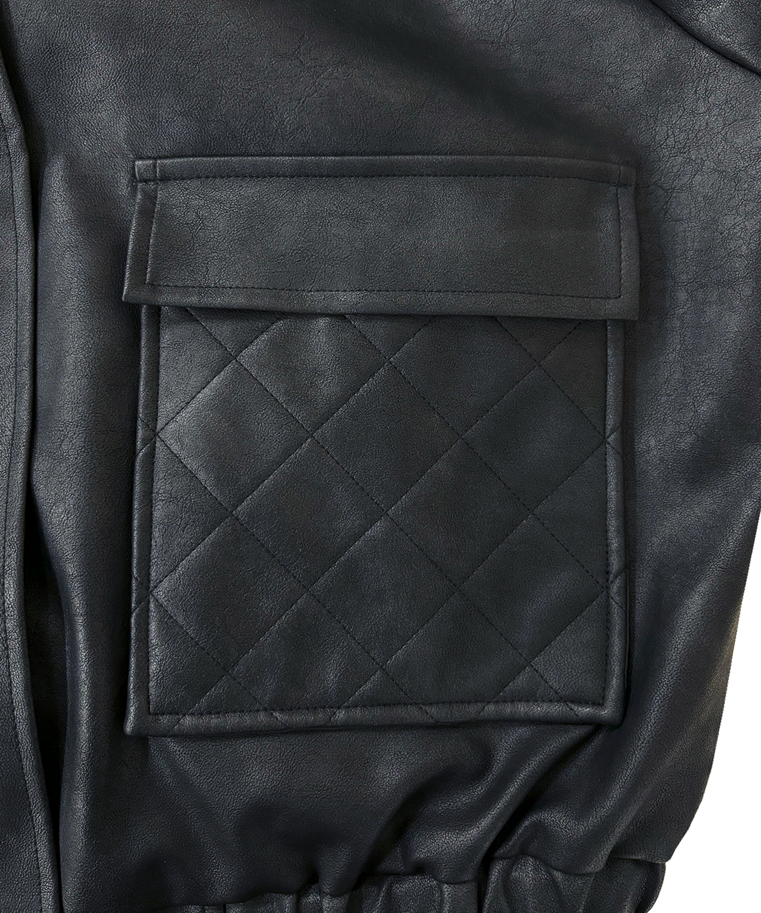 UNISEX フェイクレザーキルティングブルゾン