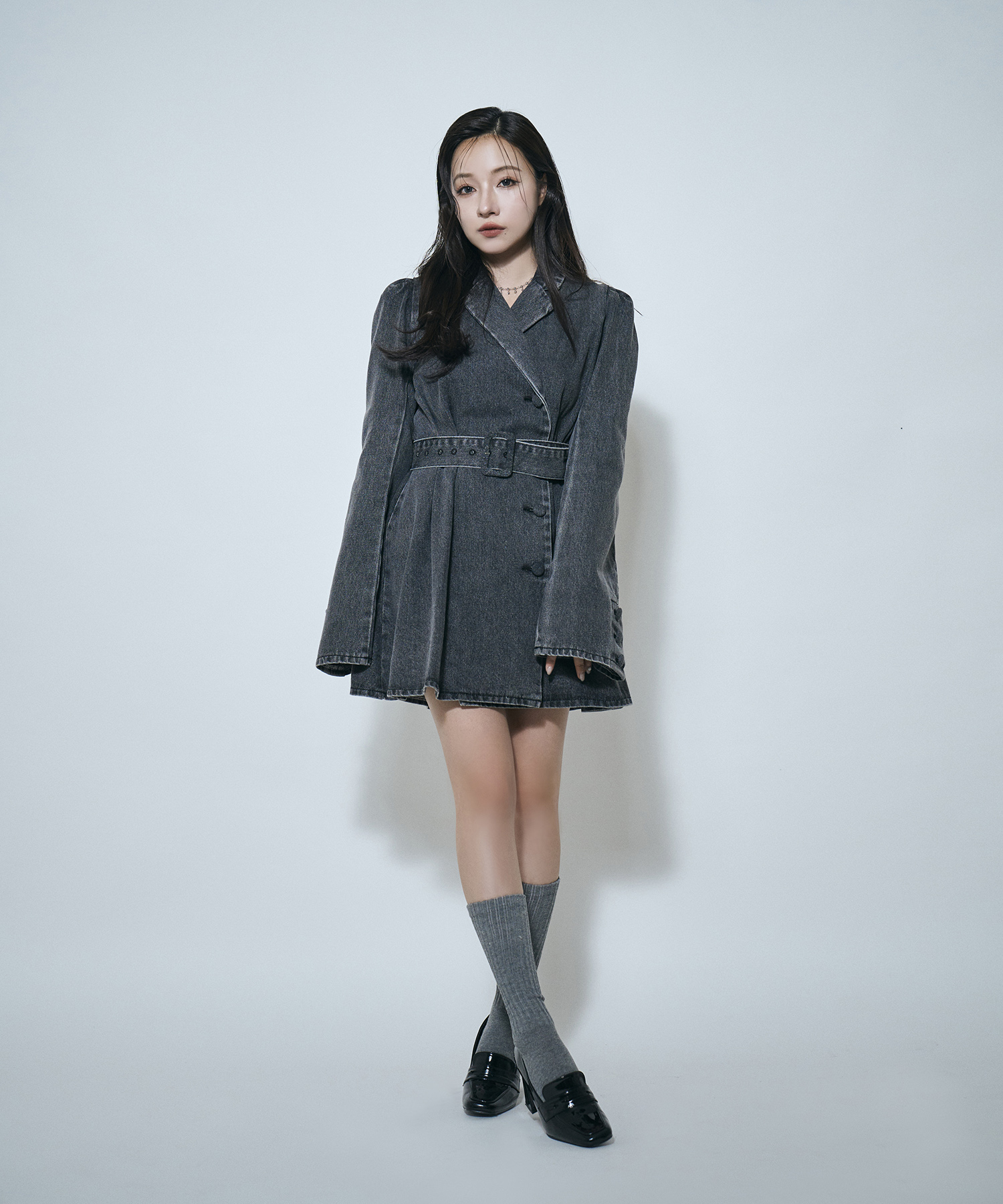 デニムジャケットタックワンピ