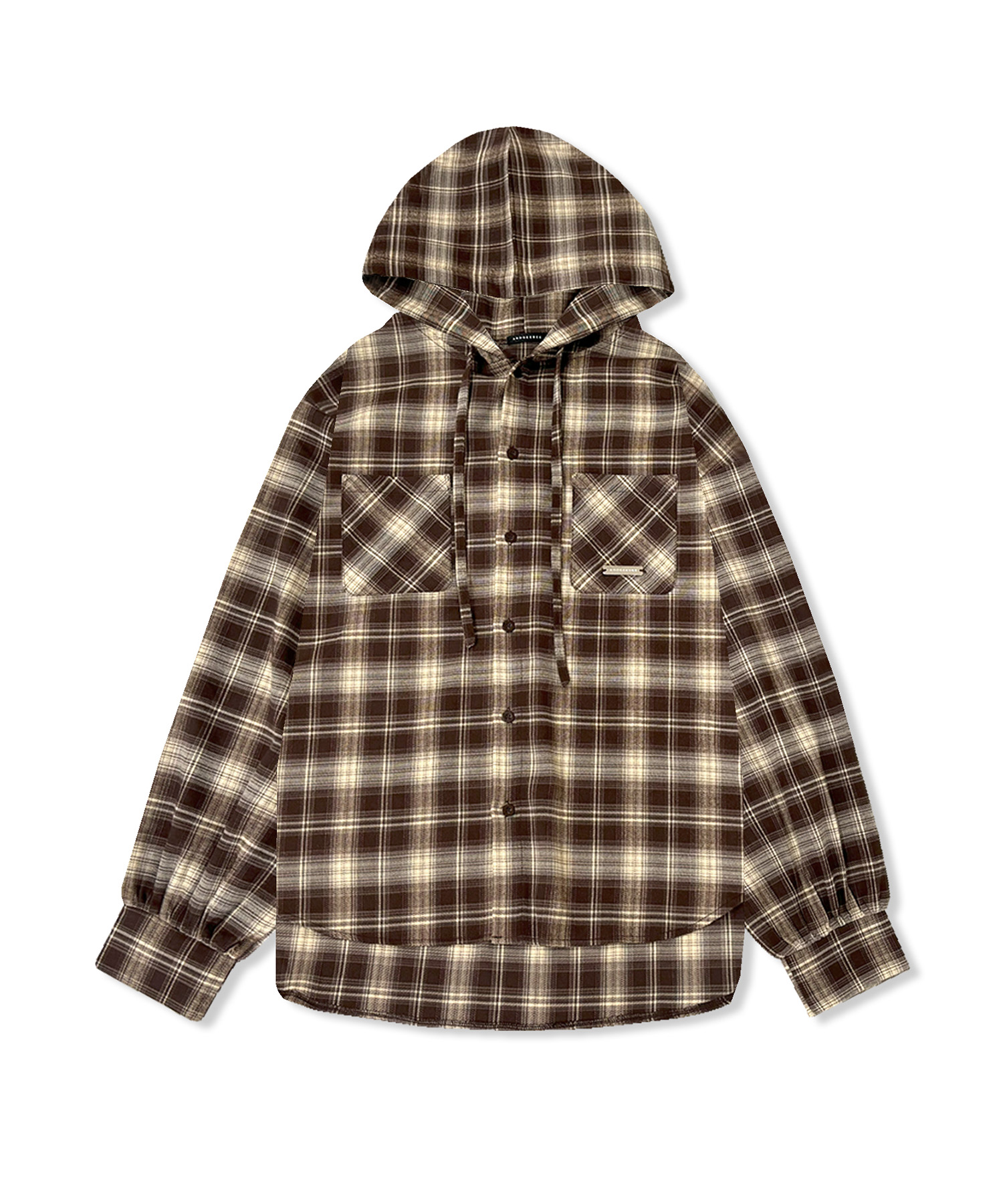 UNISEX チェックフーディシャツ