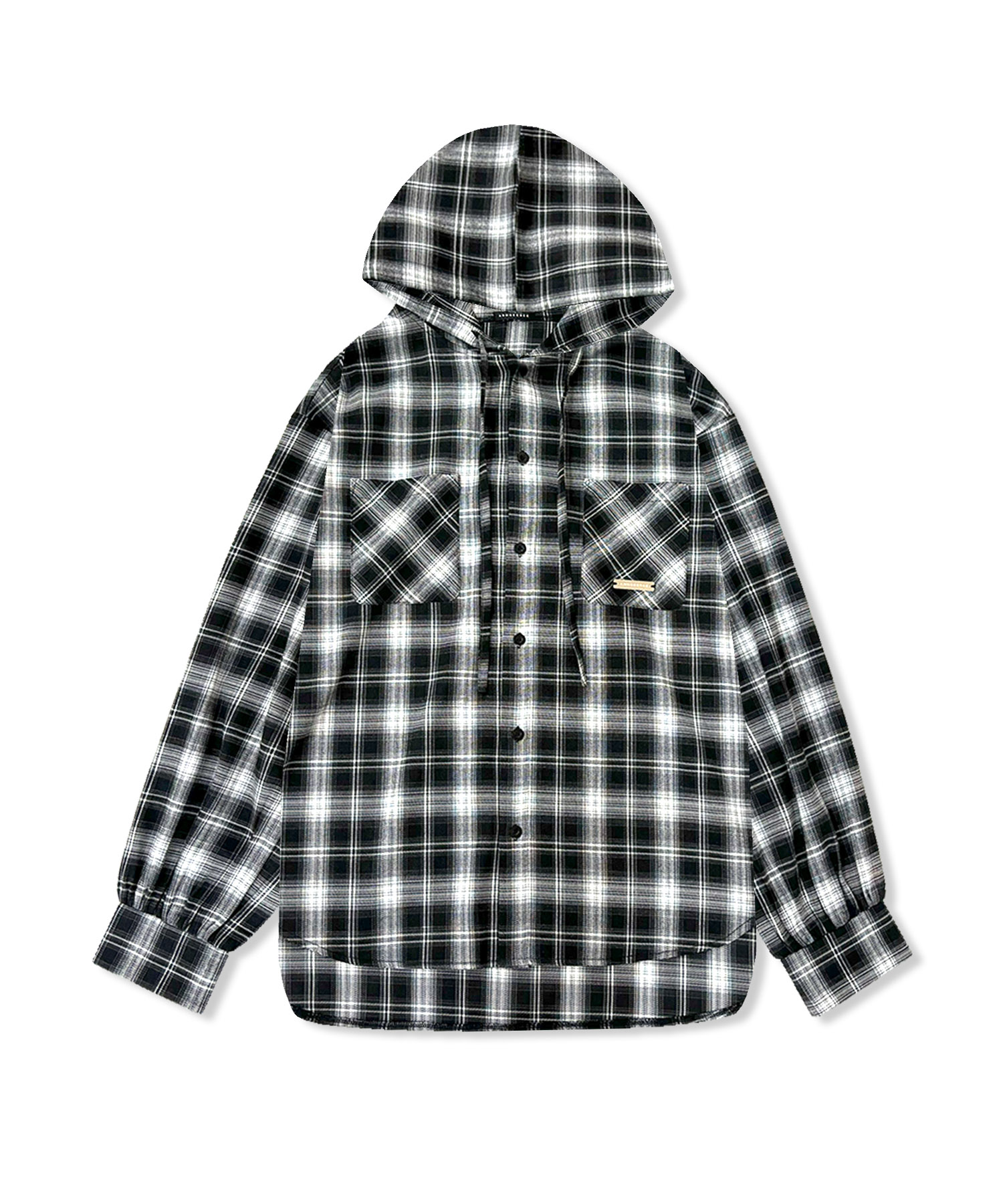 UNISEX チェックフーディシャツ