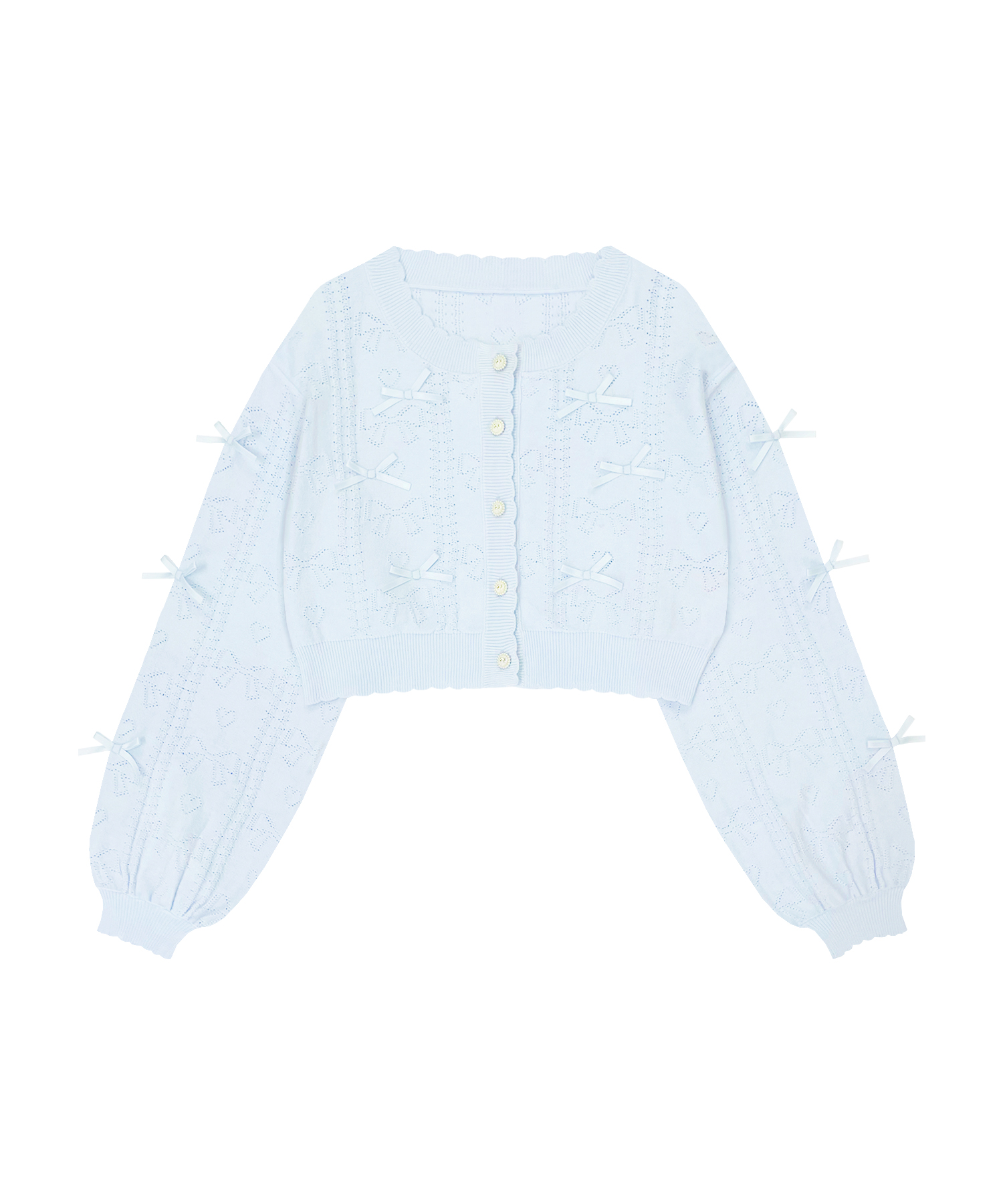 透かし編みリボンカーディガン