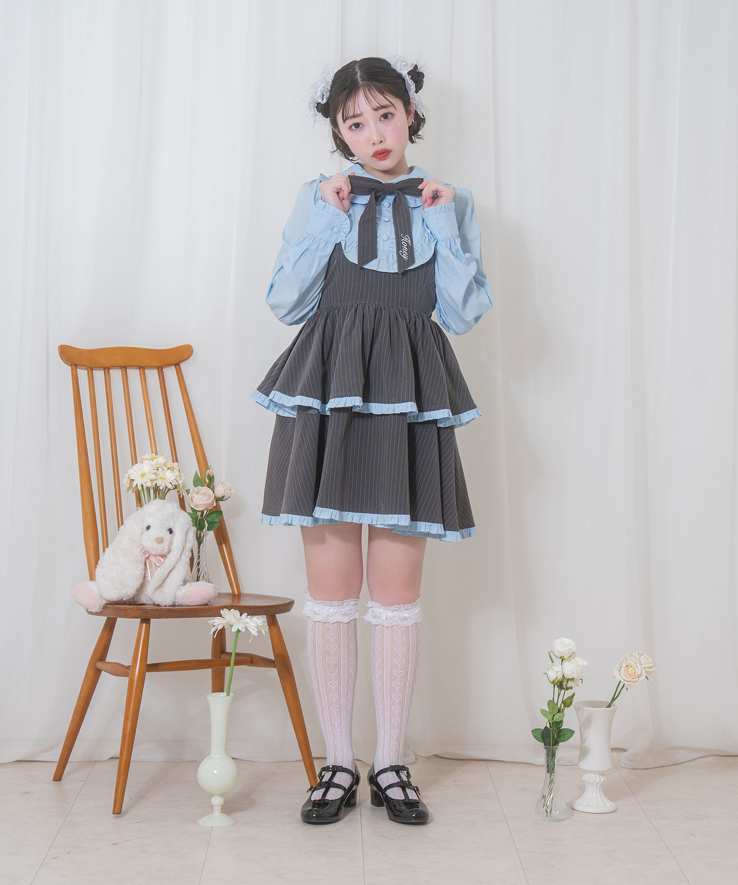 ボウタイリボンストライプワンピース – BUNNY APARTMENT