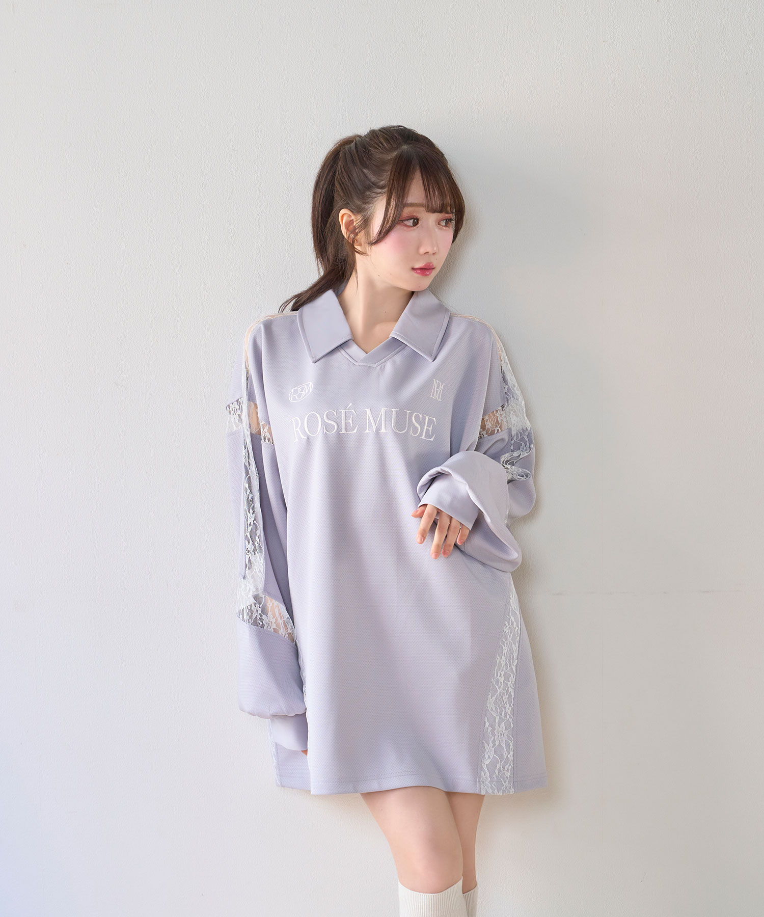 lace point over size uniform L/S polo – BUNNY APARTMENT lace point over size uniform L/S polo – BUNNY APARTMENT