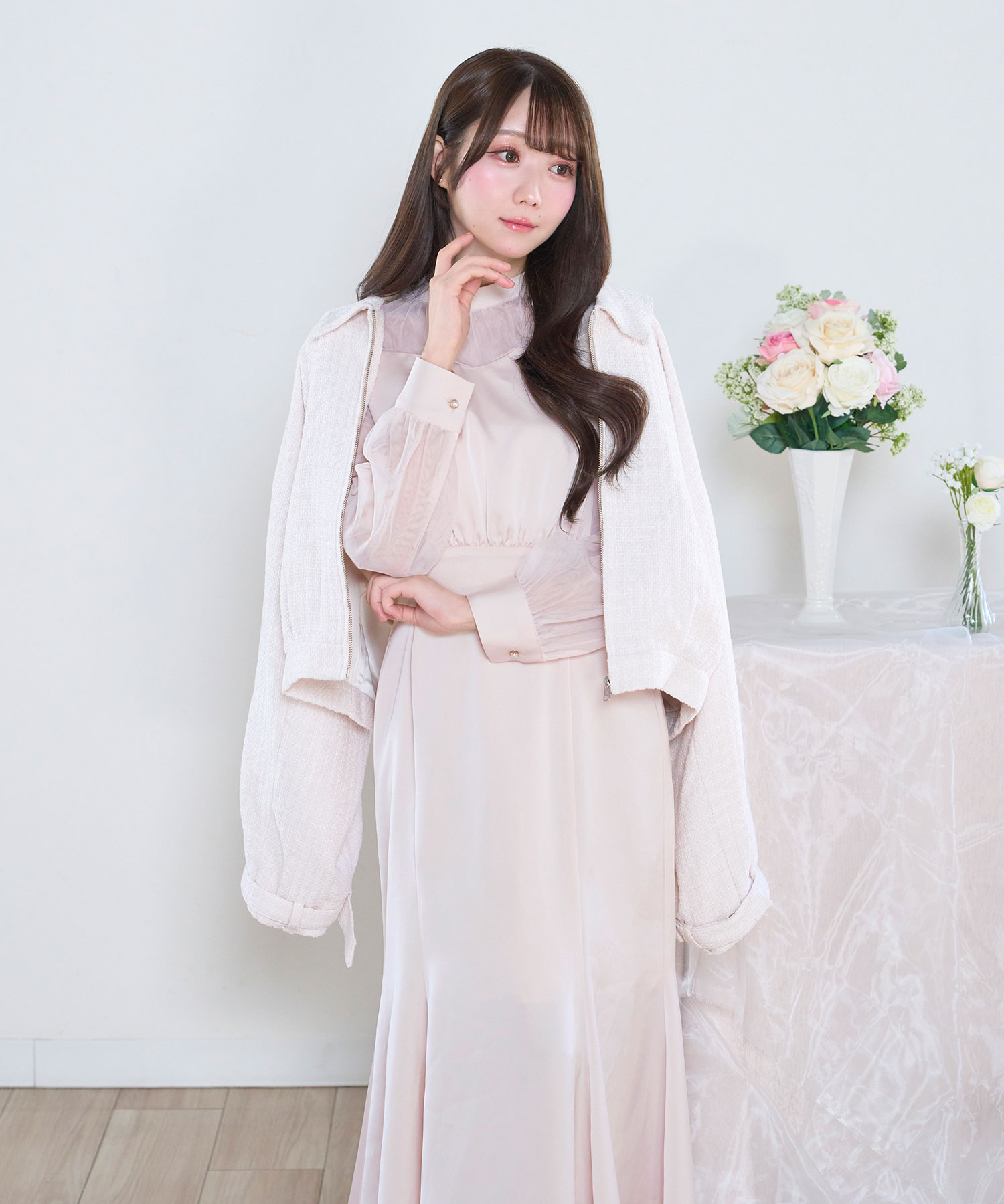 rose charm rever coat【pink beige】 – BUNNY APARTMENT