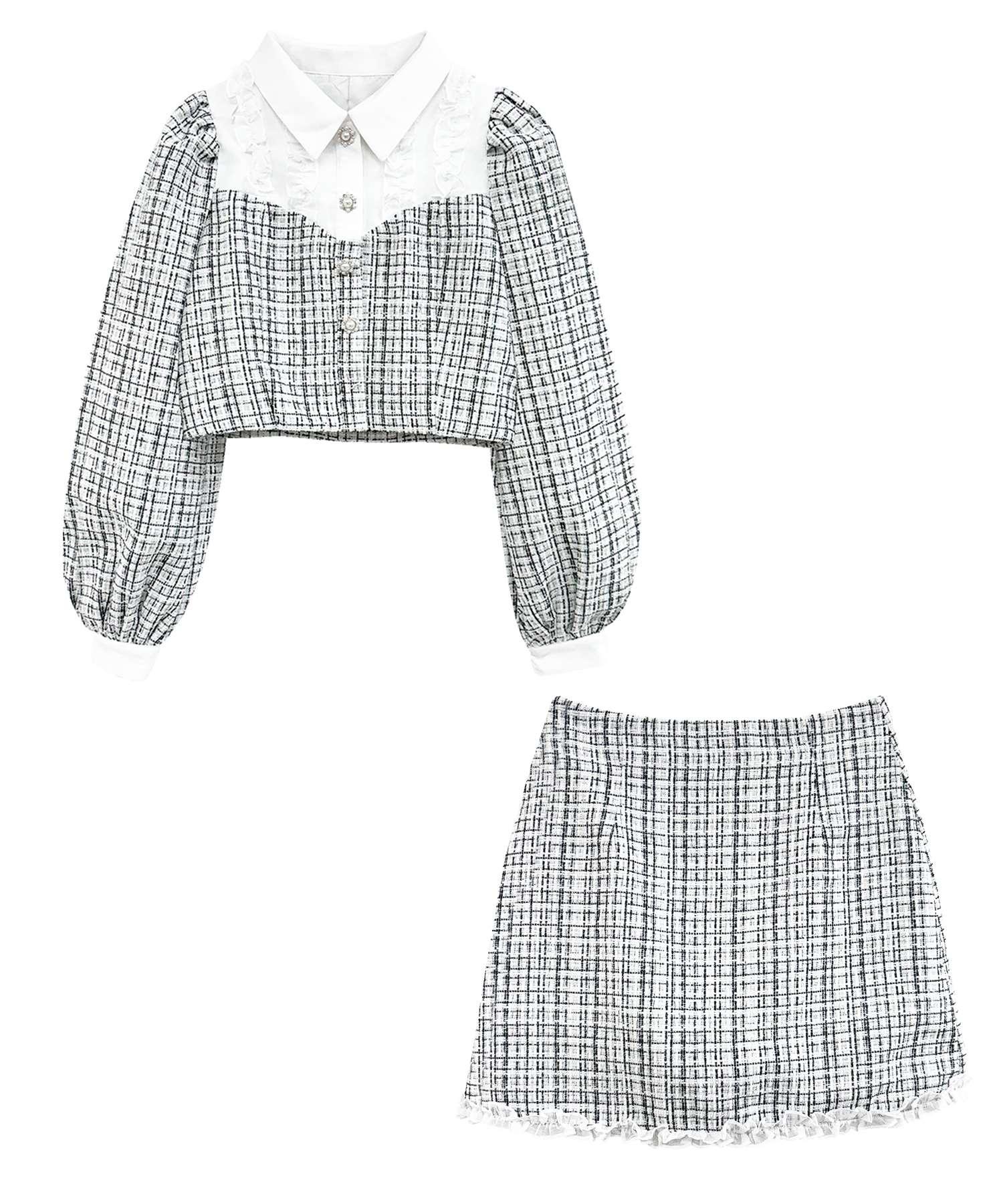 many frills tweed mini set up – BUNNY APARTMENT