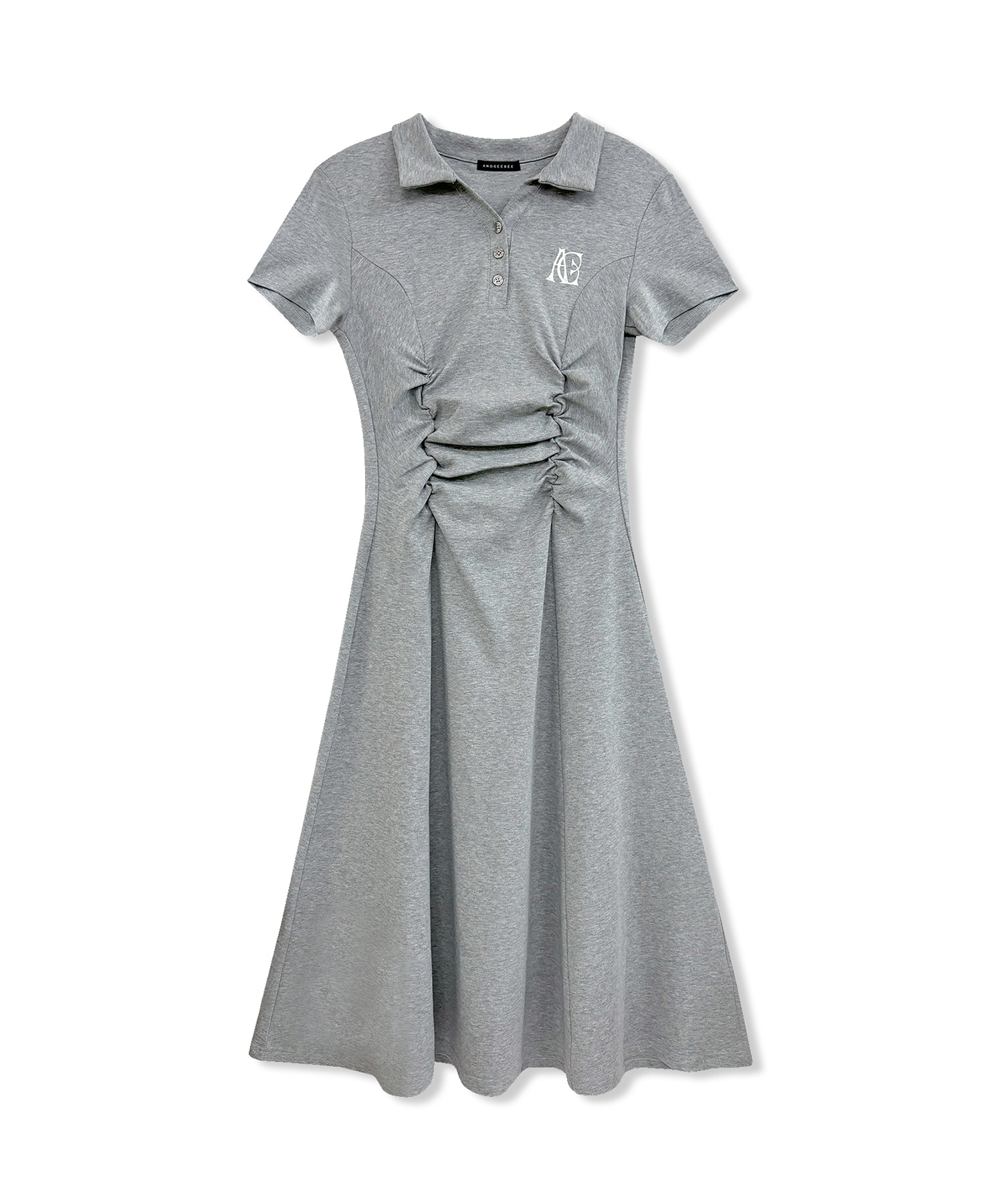 ギャザーポロロングワンピ