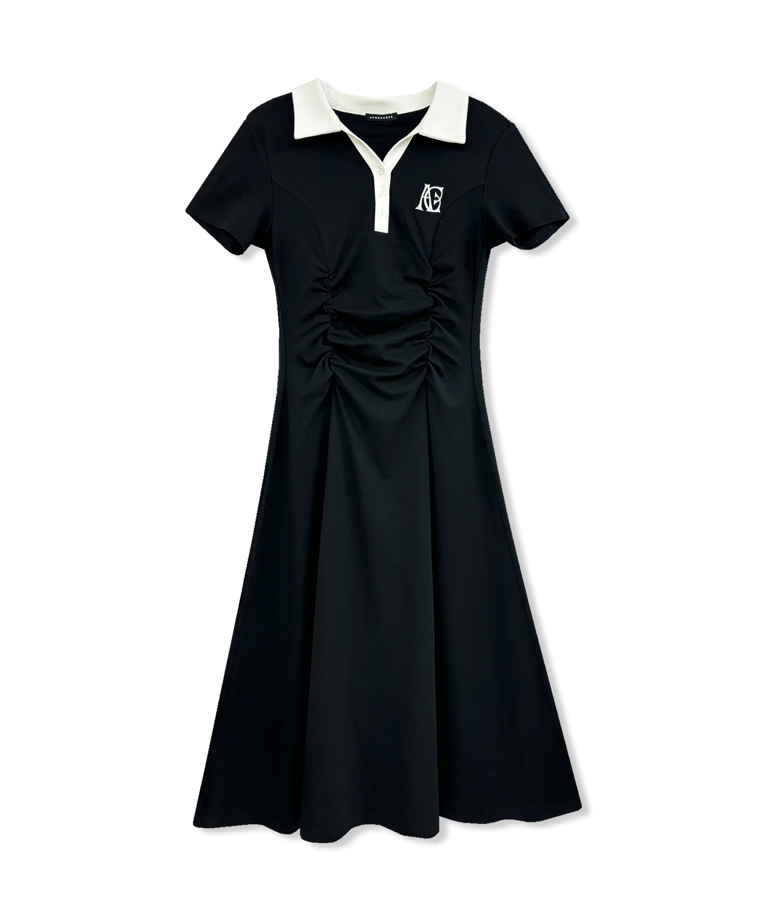 ギャザーポロロングワンピ