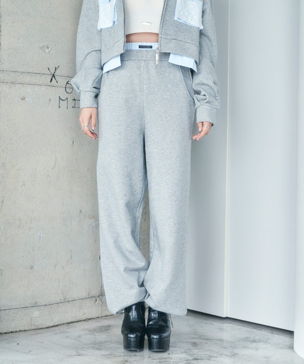 UNISEX 2WAYハートシャツ ダブルウエストラメスウェットパンツ SET