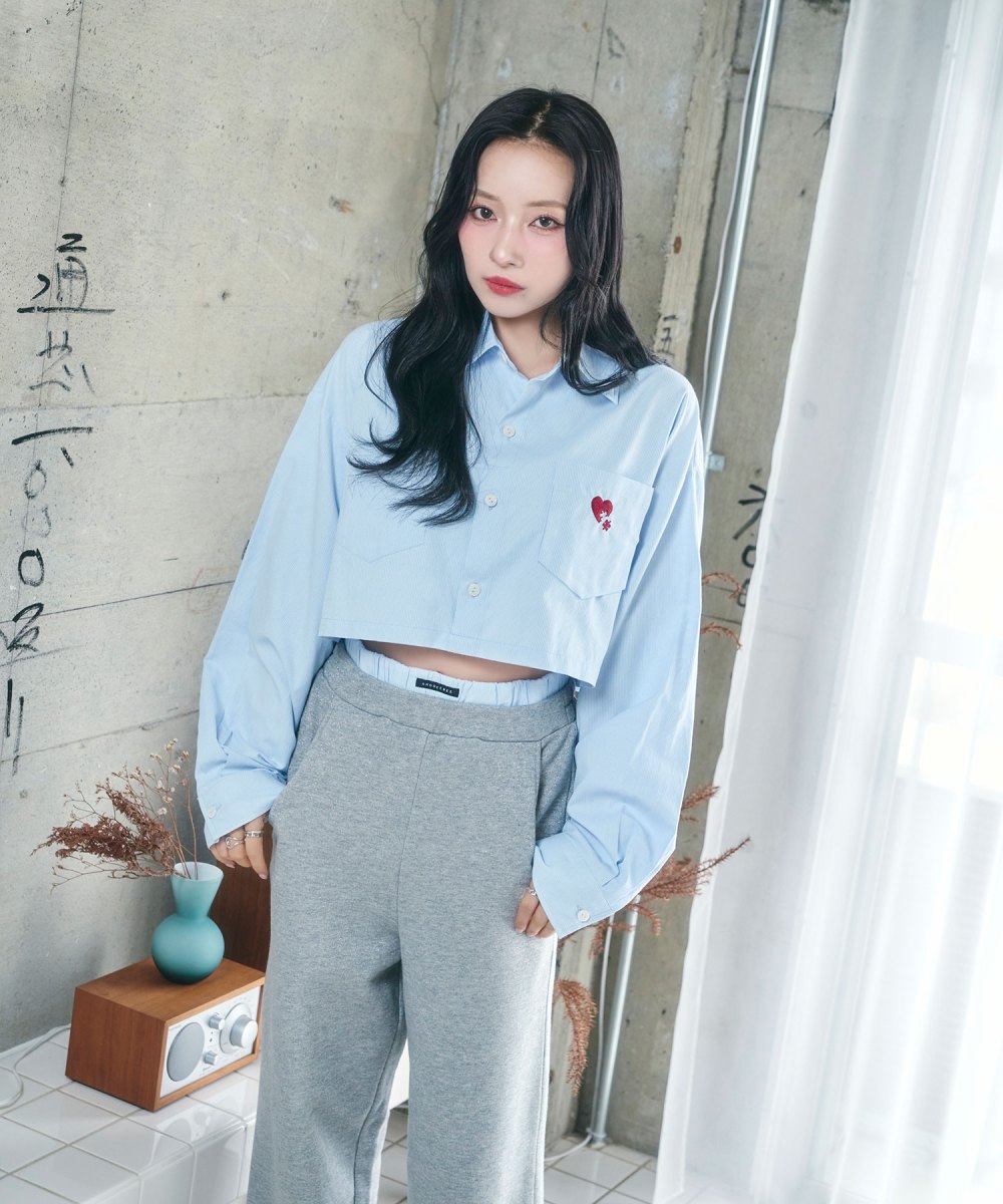 UNISEX 2WAYハートシャツ ダブルウエストラメスウェットパンツ SET